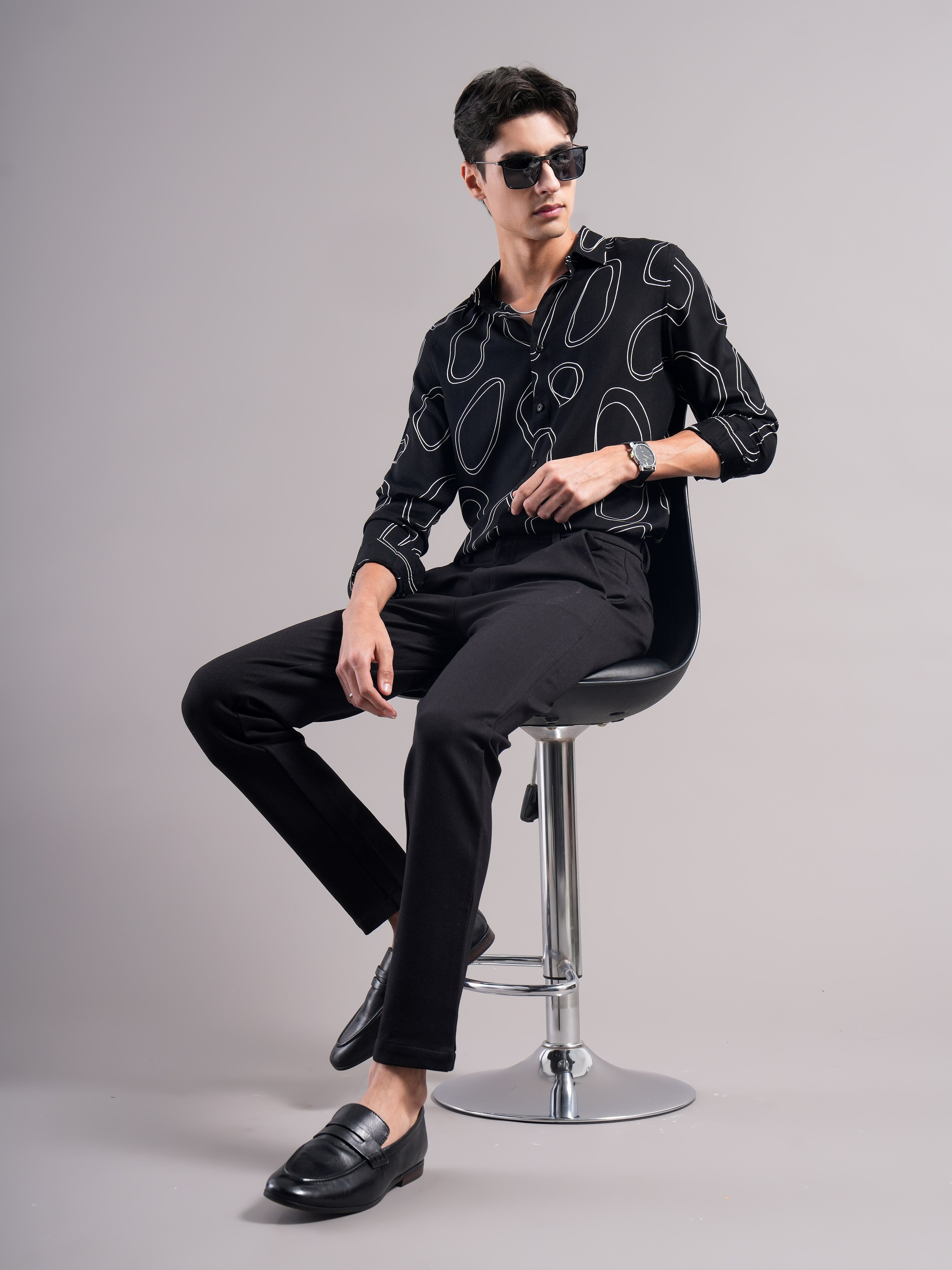 Men Black Printed Casual Shirt