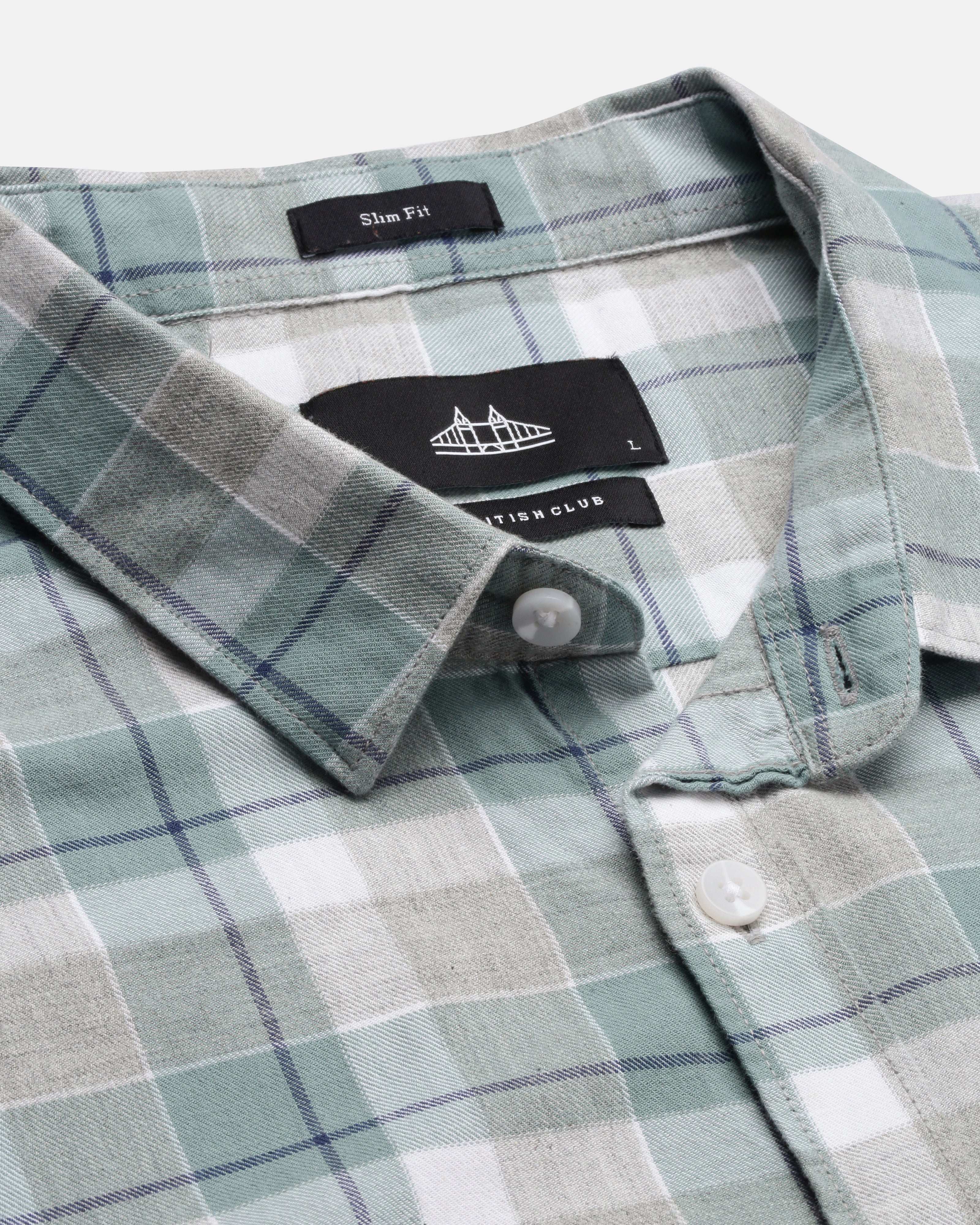 Men Green Cotton Slim Shirt