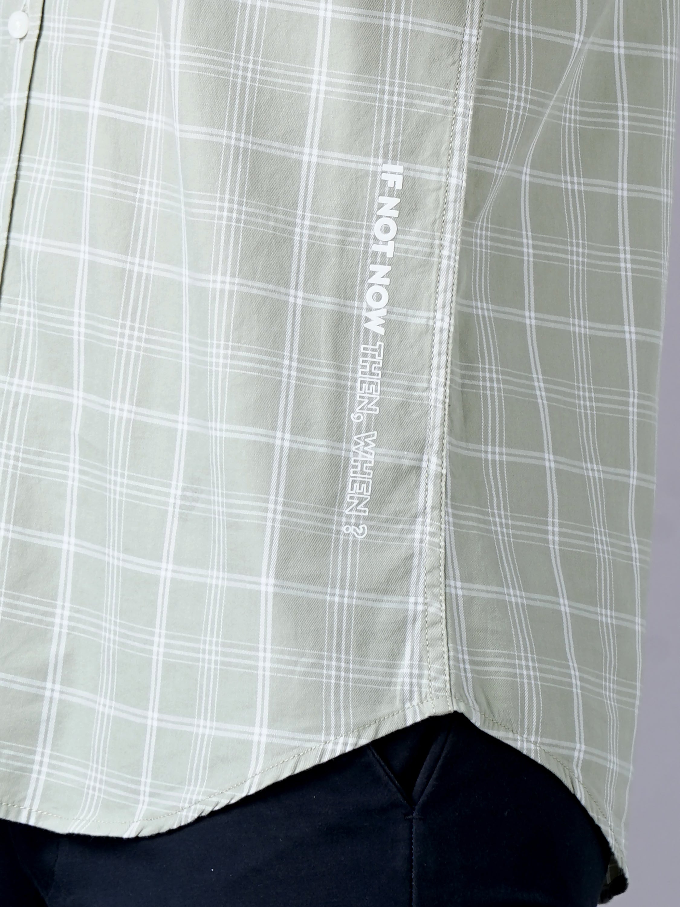 Men Green Cotton Slim Shirt