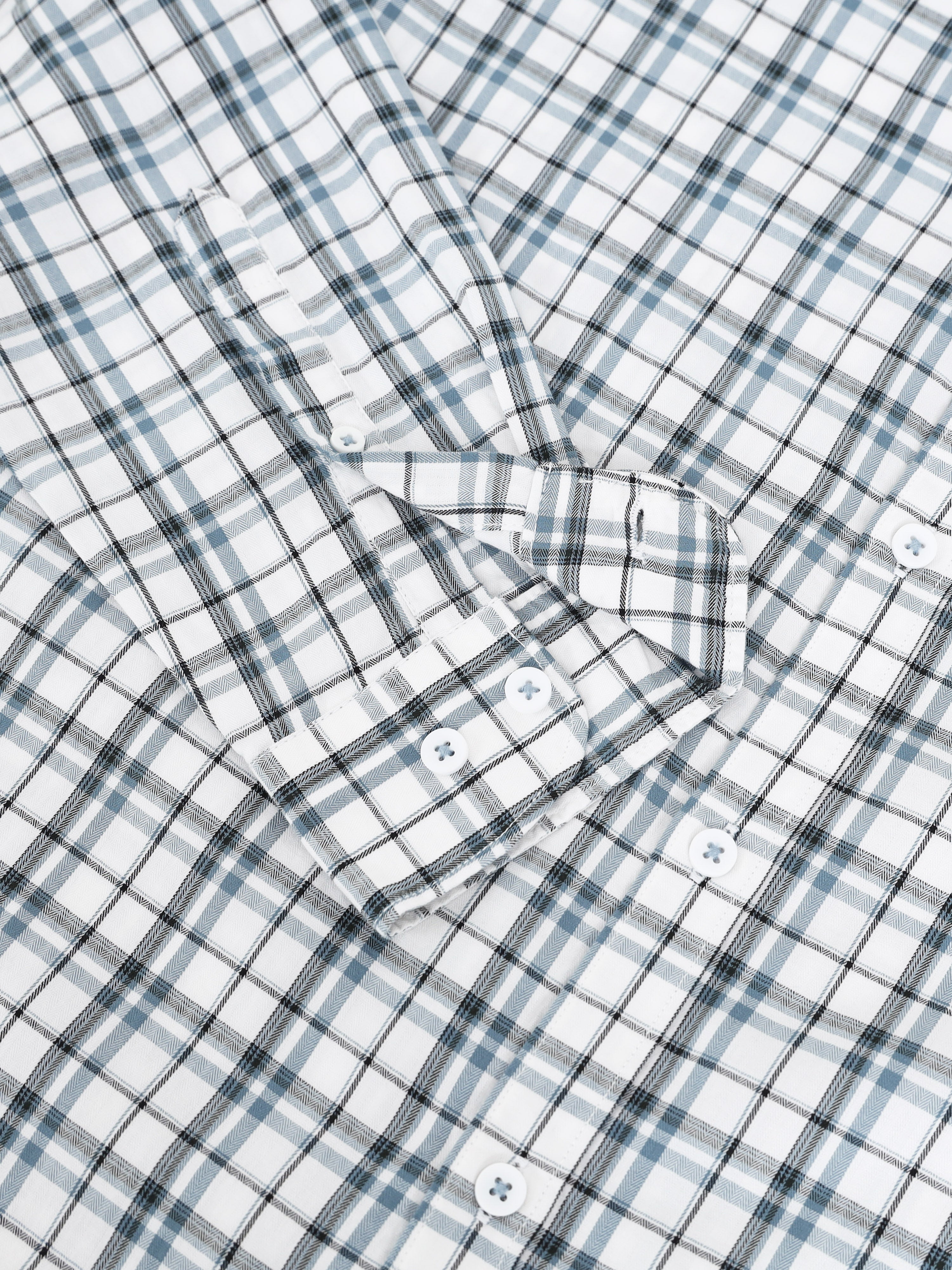 Men White Checked Shirt