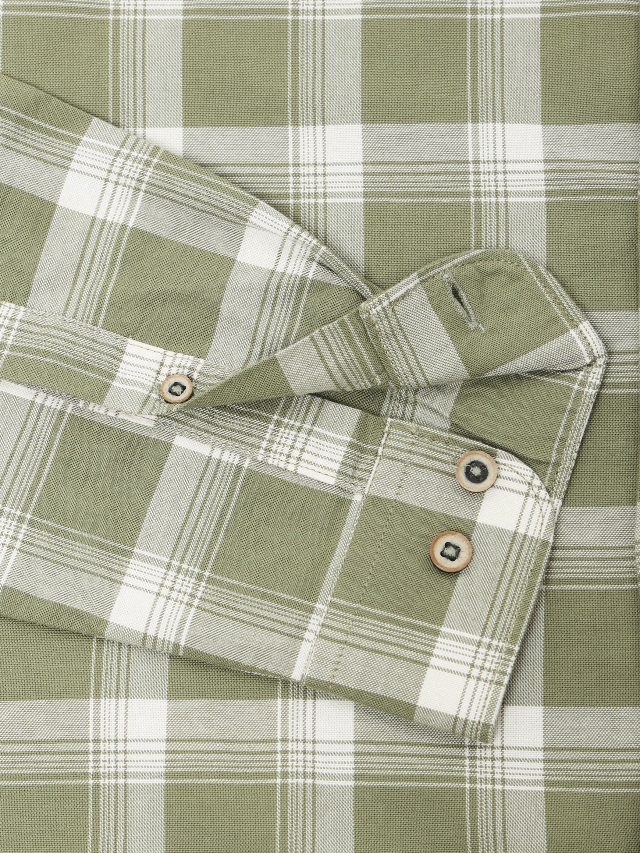 Men Green Check Shirt
