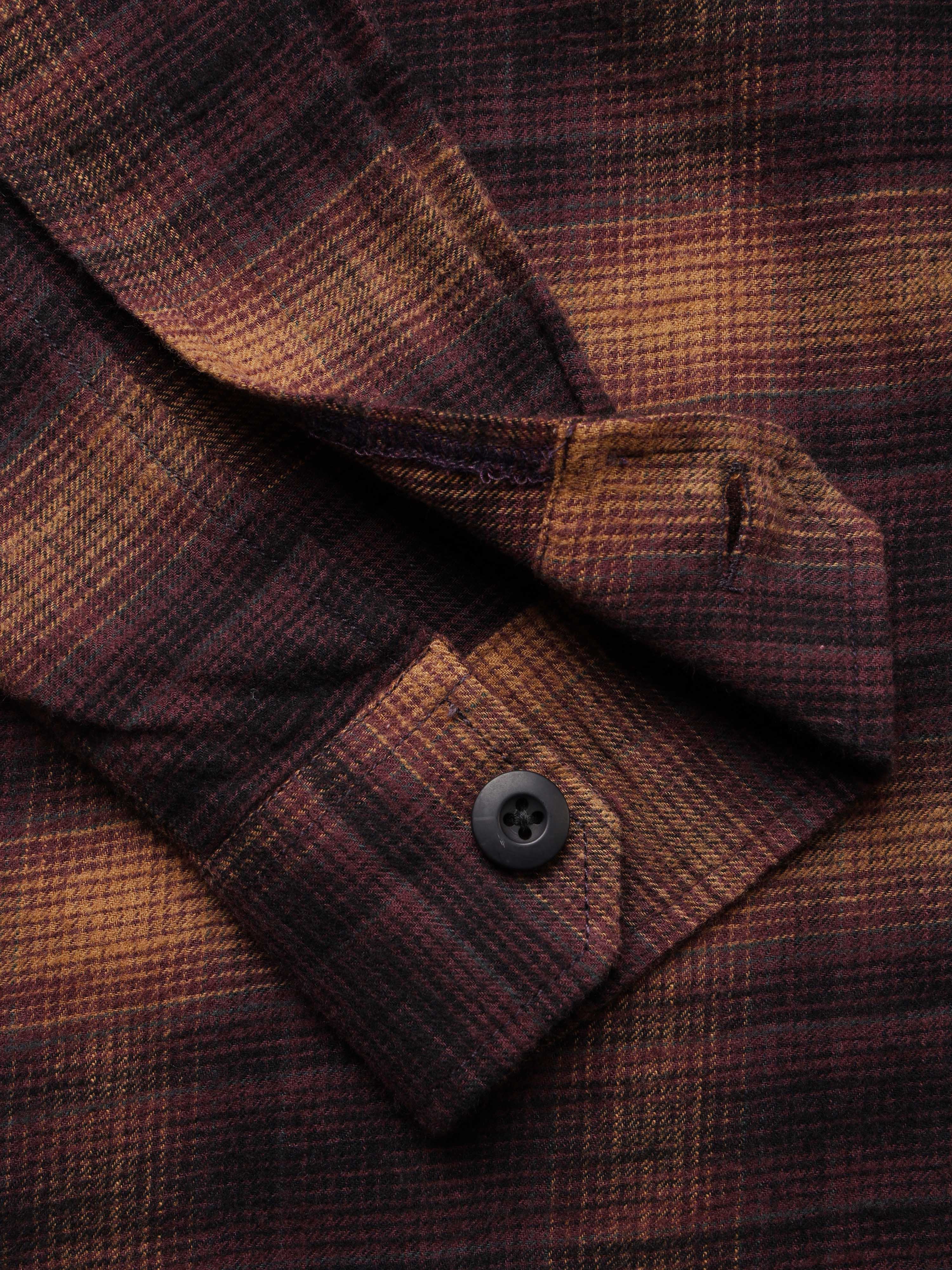 Men Burgundy Flannel Checked Shirt
