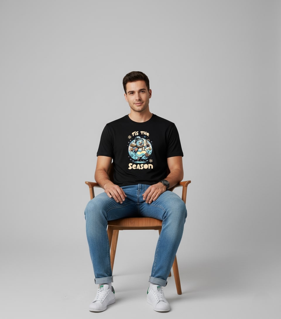 Men Printed Black Cotton Tshirt