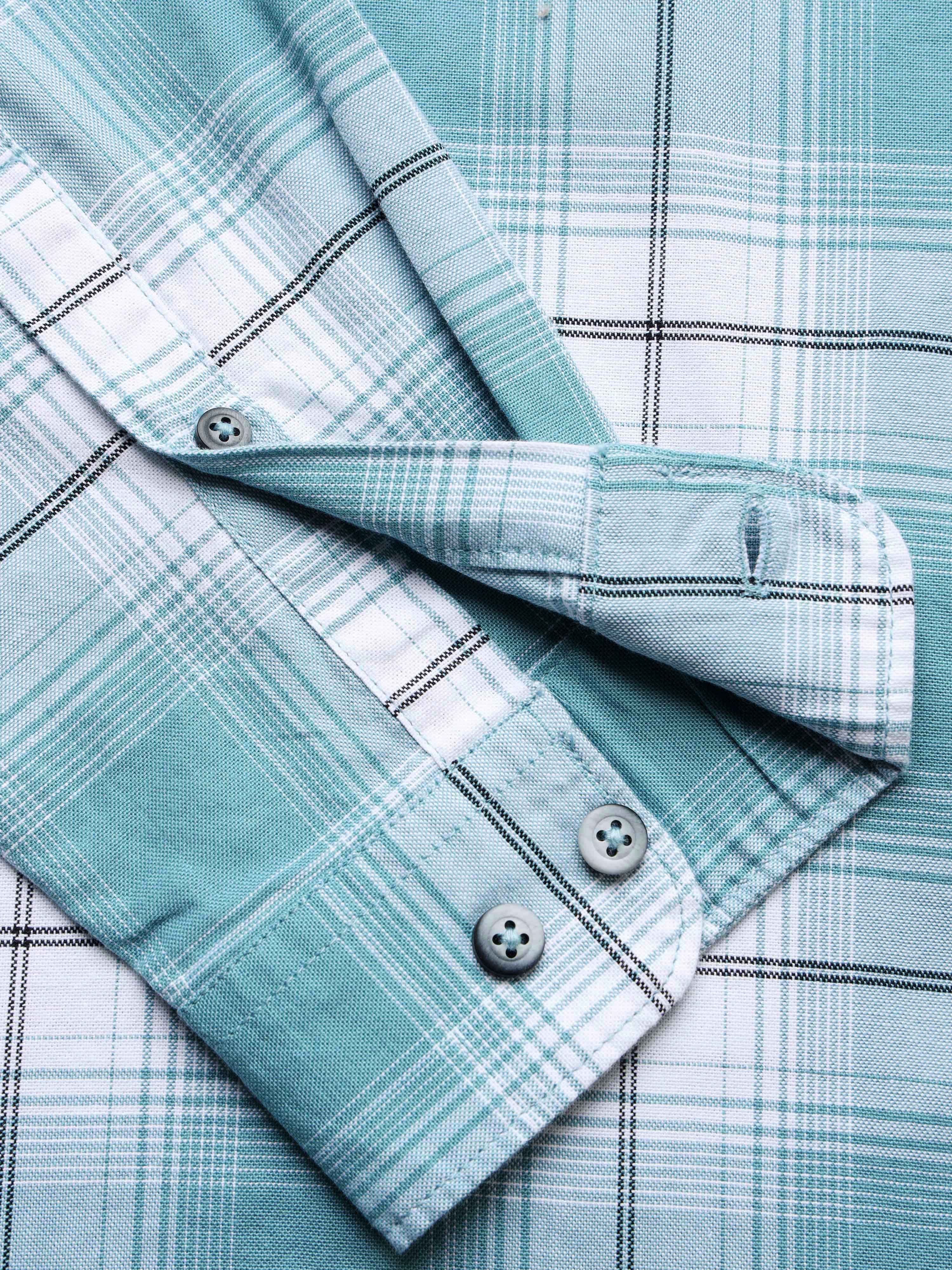 Men Blue Checked Cotton Shirt