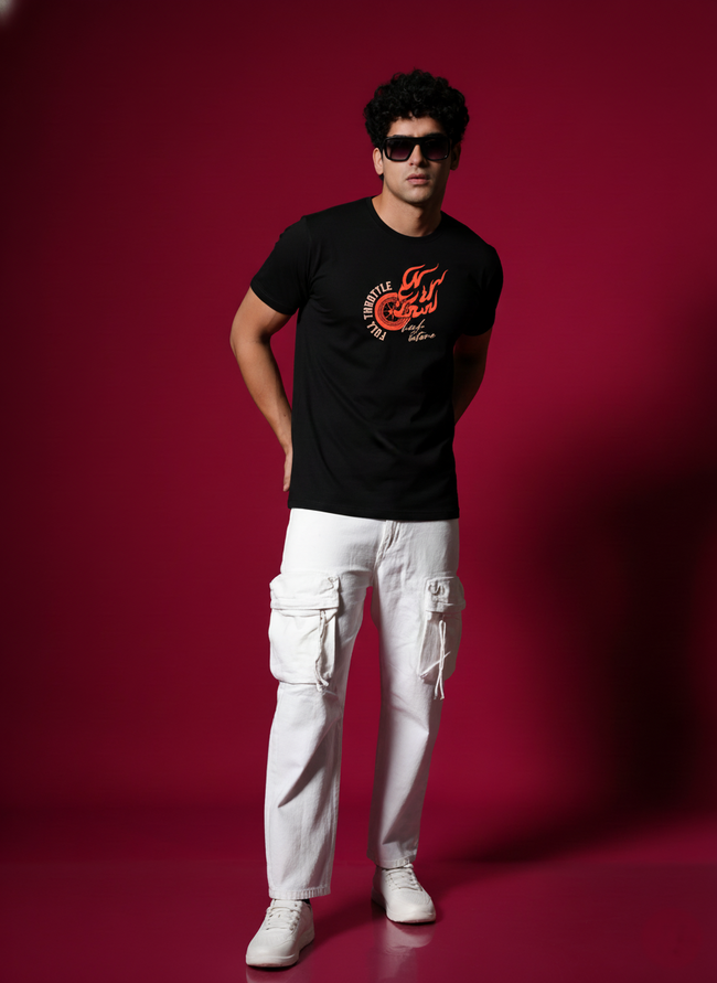 Men Round Neck Cotton T-Shirt