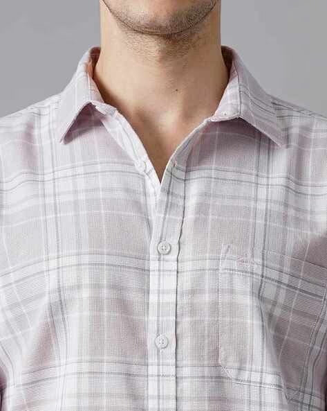 Men White Checked Slim Fit Shirt