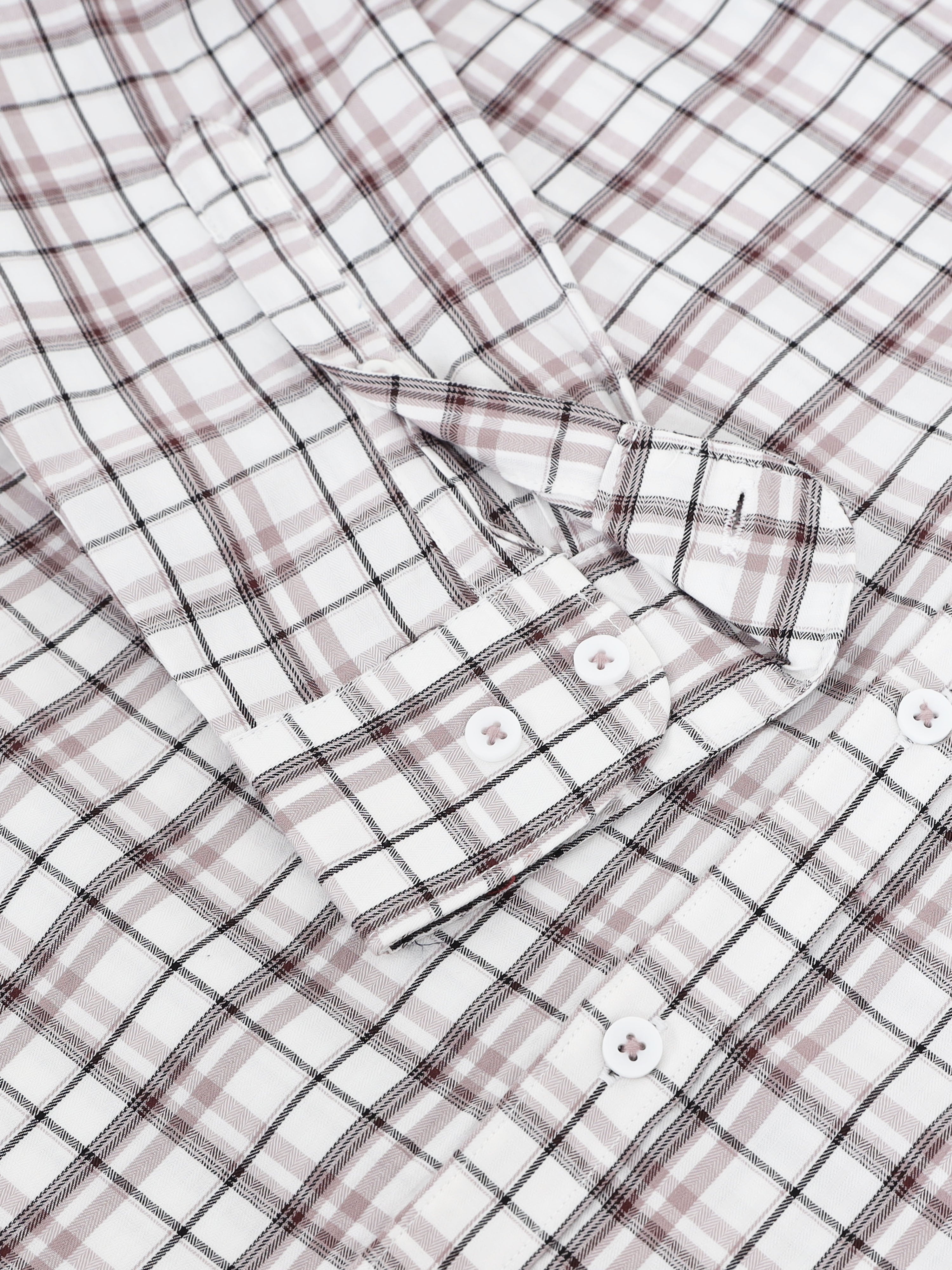 Men White Checked Shirt