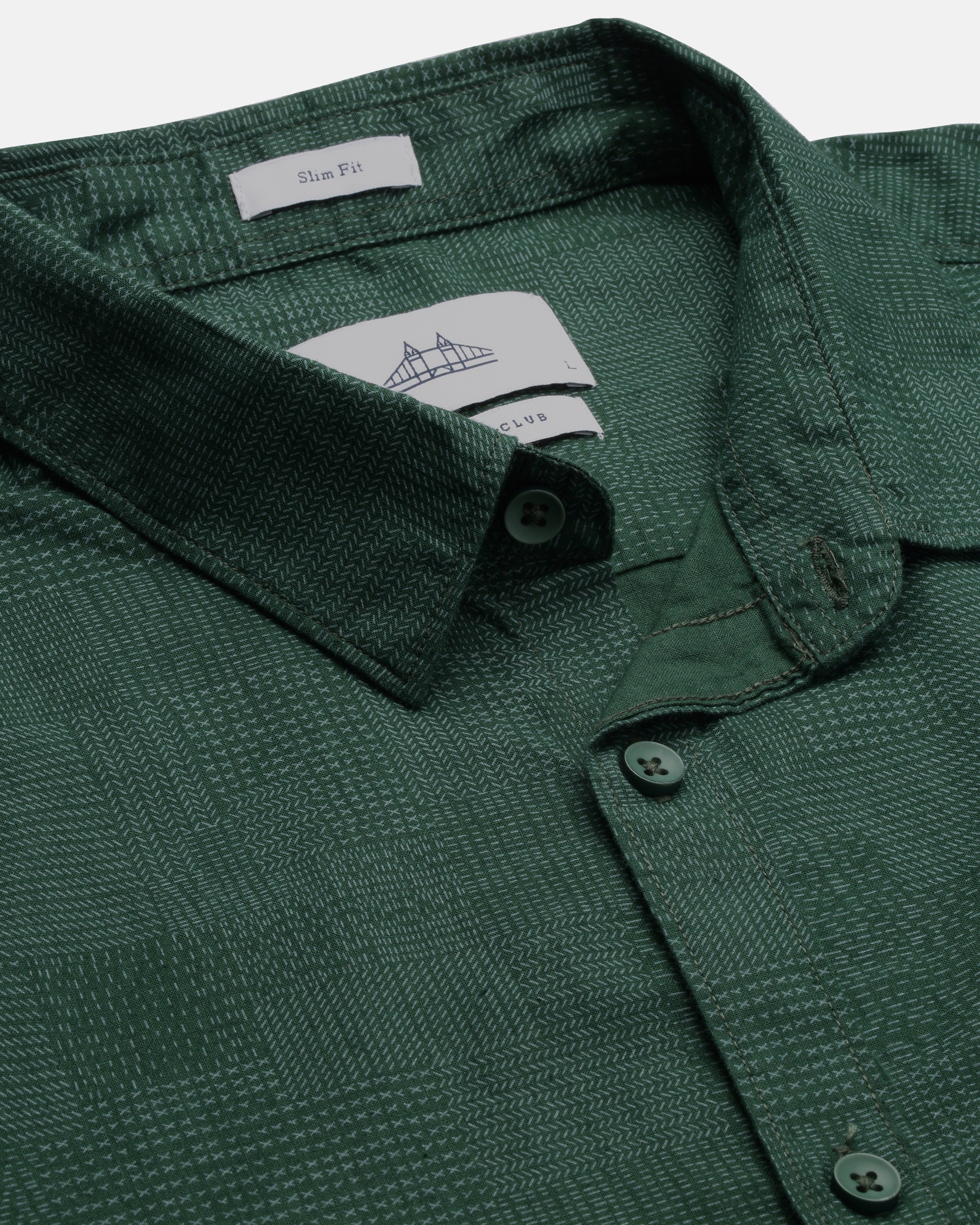 Men Green Cotton Slim Shirt
