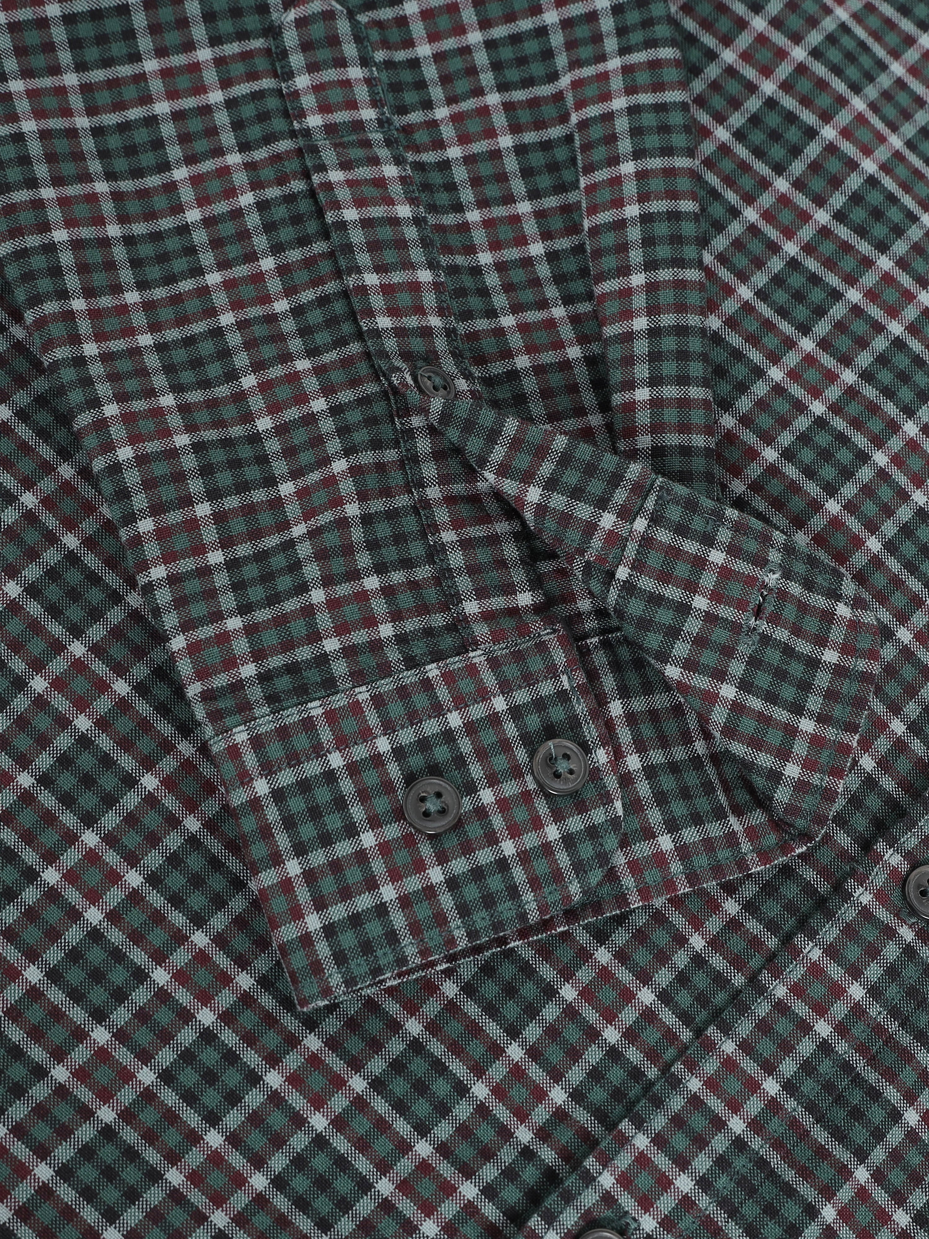 Men Green Checked Shirt