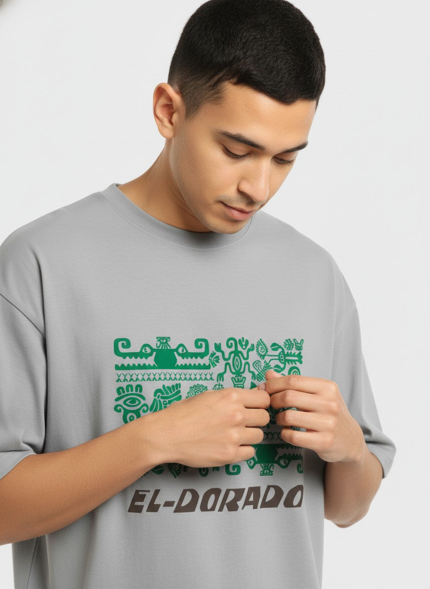 Men Oversized Cotton Tribal T-Shirt