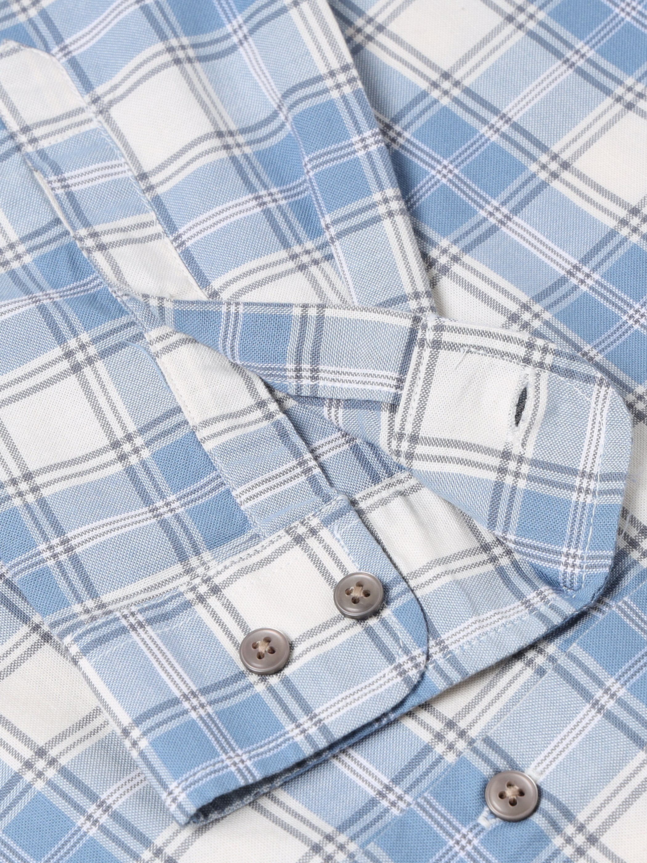 Men Blue Check Shirt
