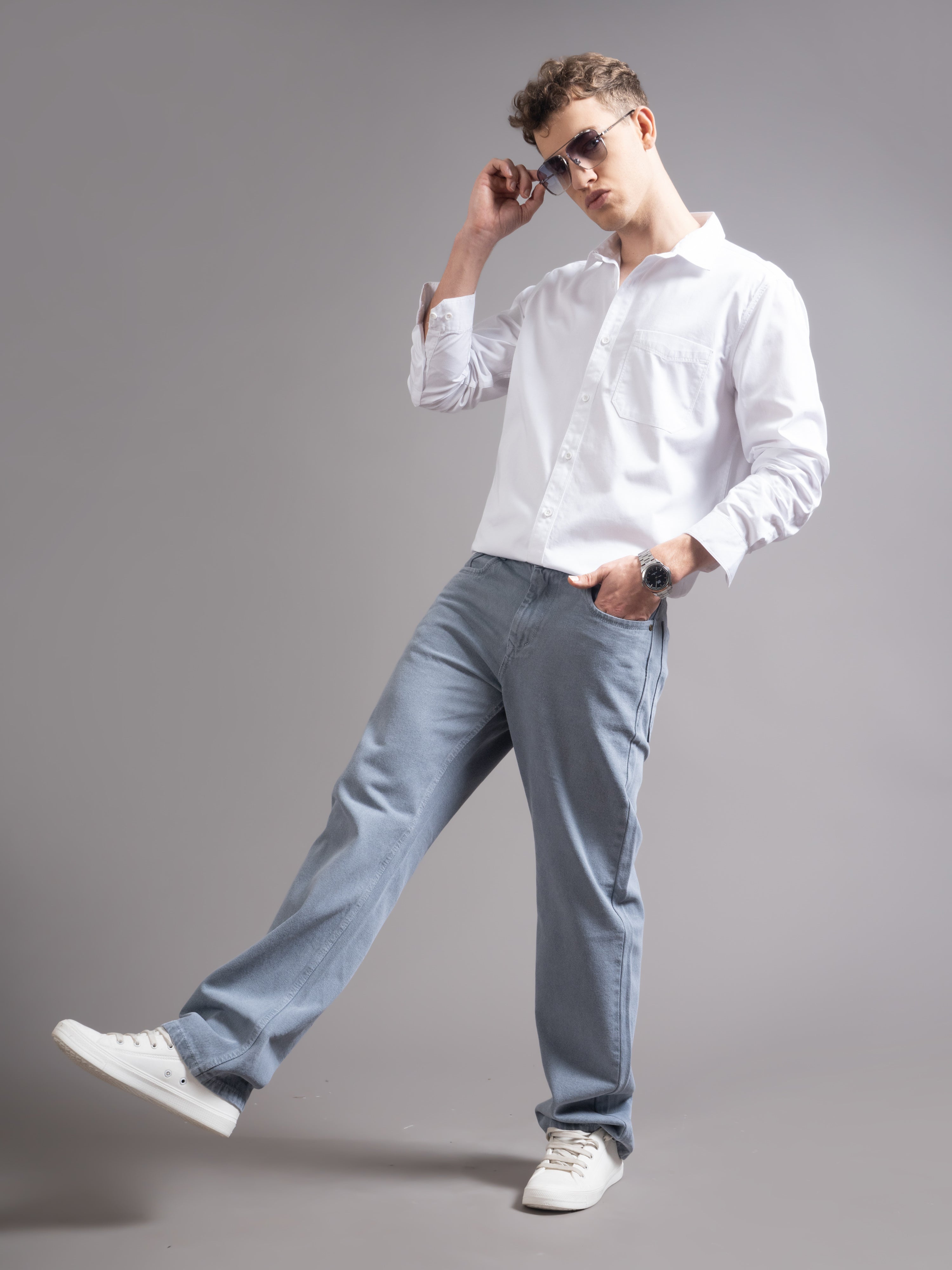 Men White Twill Shirt