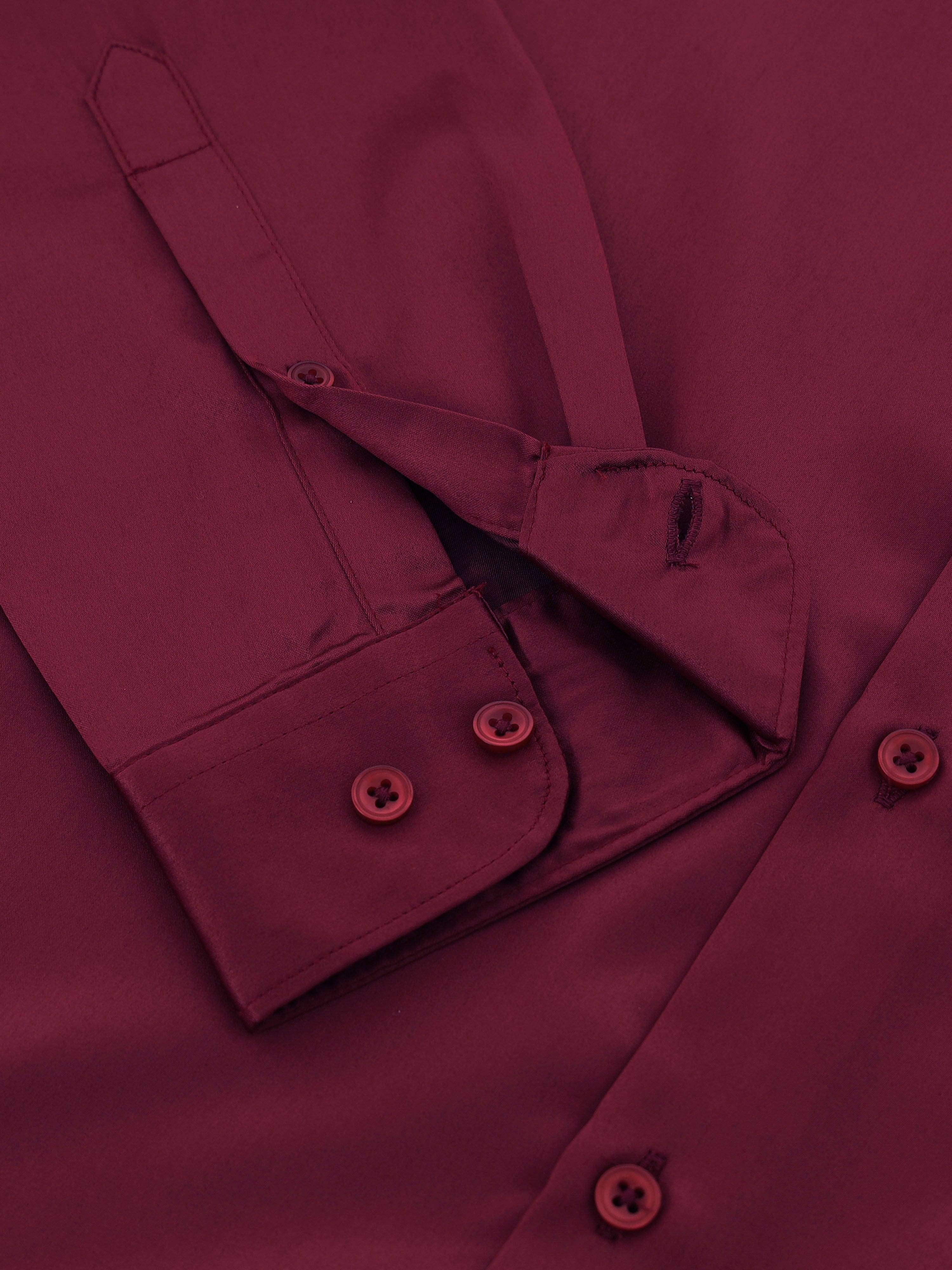 Men Burgundy Solid Shirt