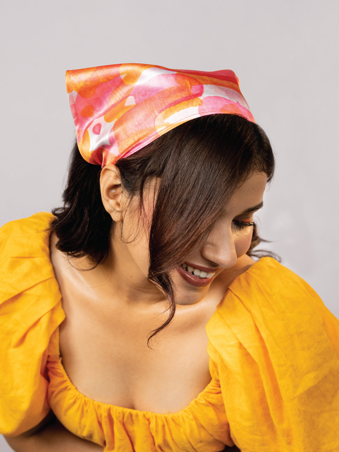 Pink Abstract Headscarf Headband with Elastic