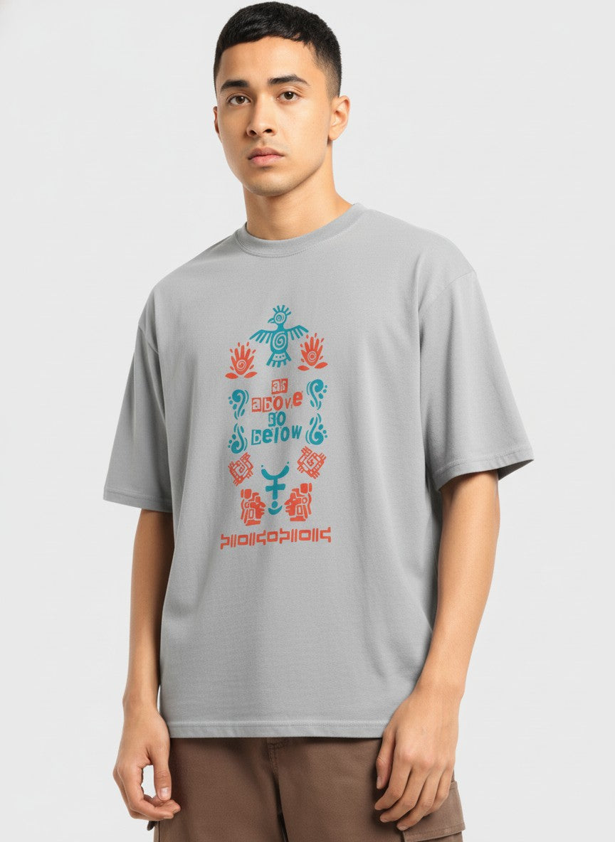 Men Oversized Cotton Tribal T-Shirt