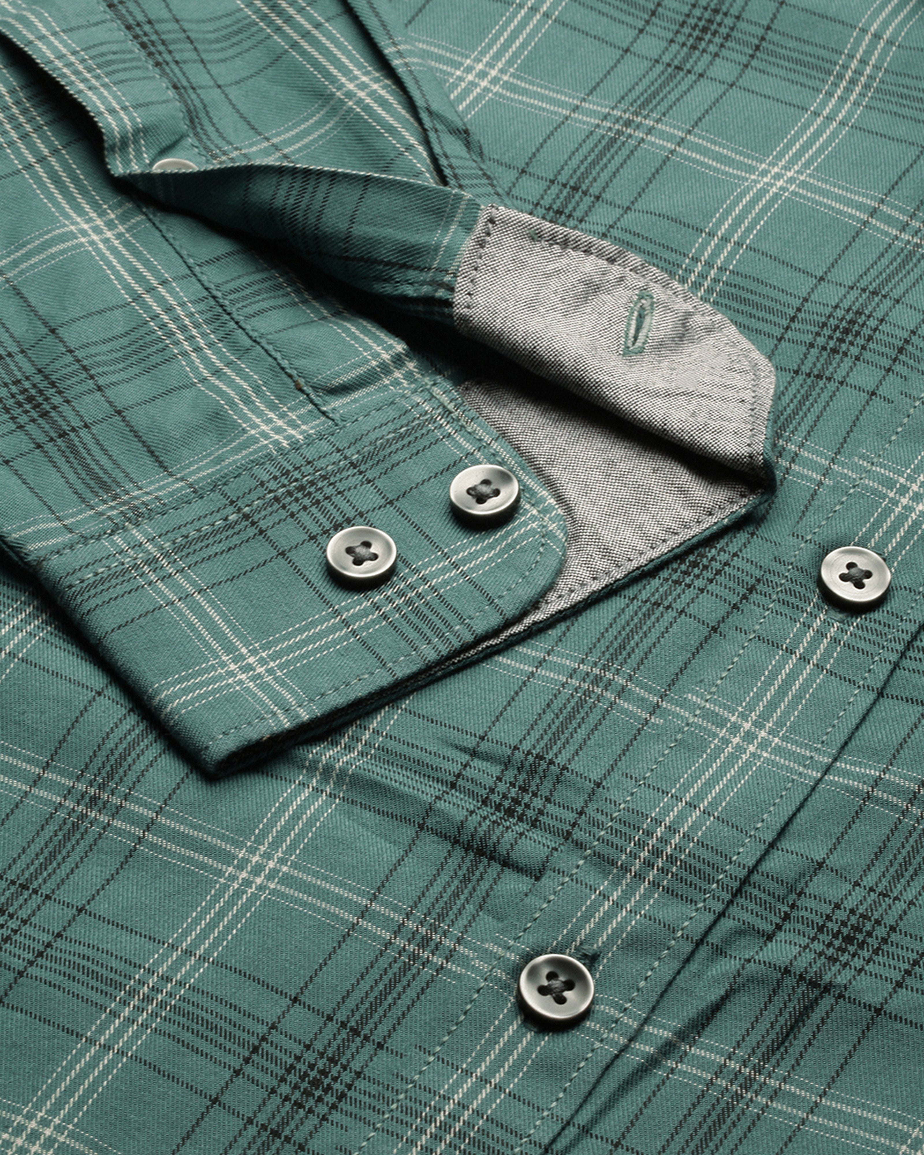Men Green Cotton Slim Shirt