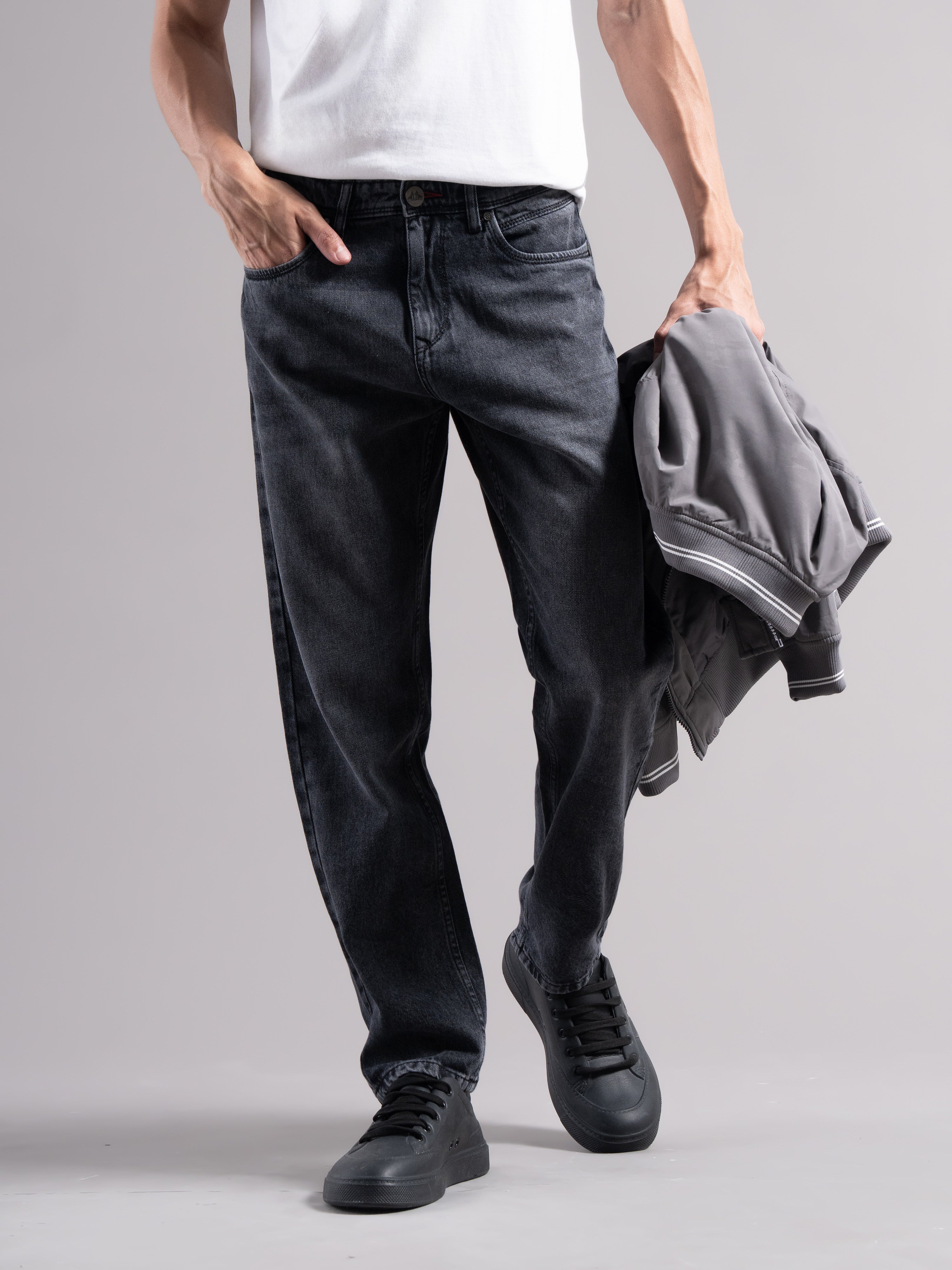 Men Grey Regular Fit Jeans
