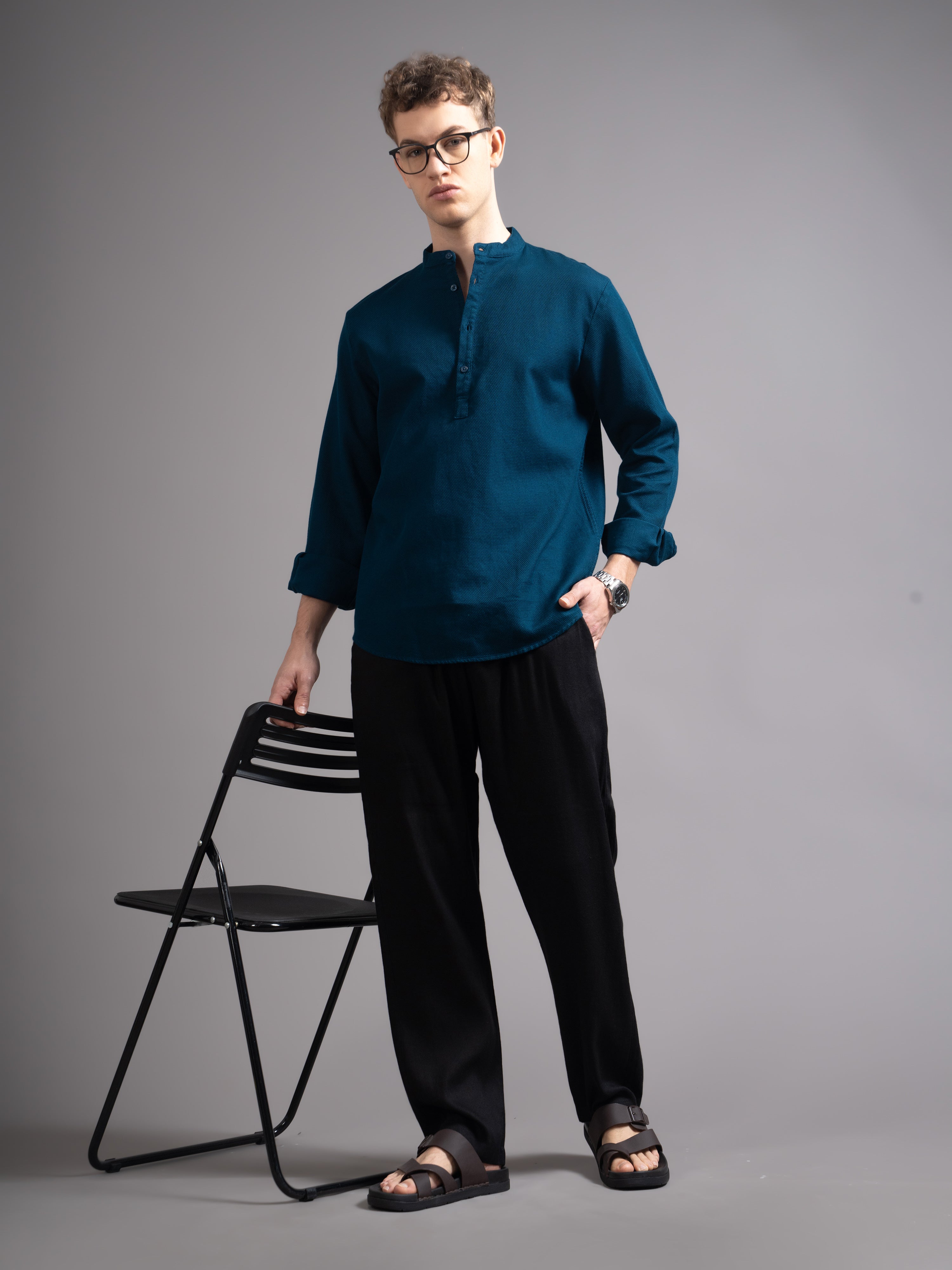Men Teal Kurta Shirt
