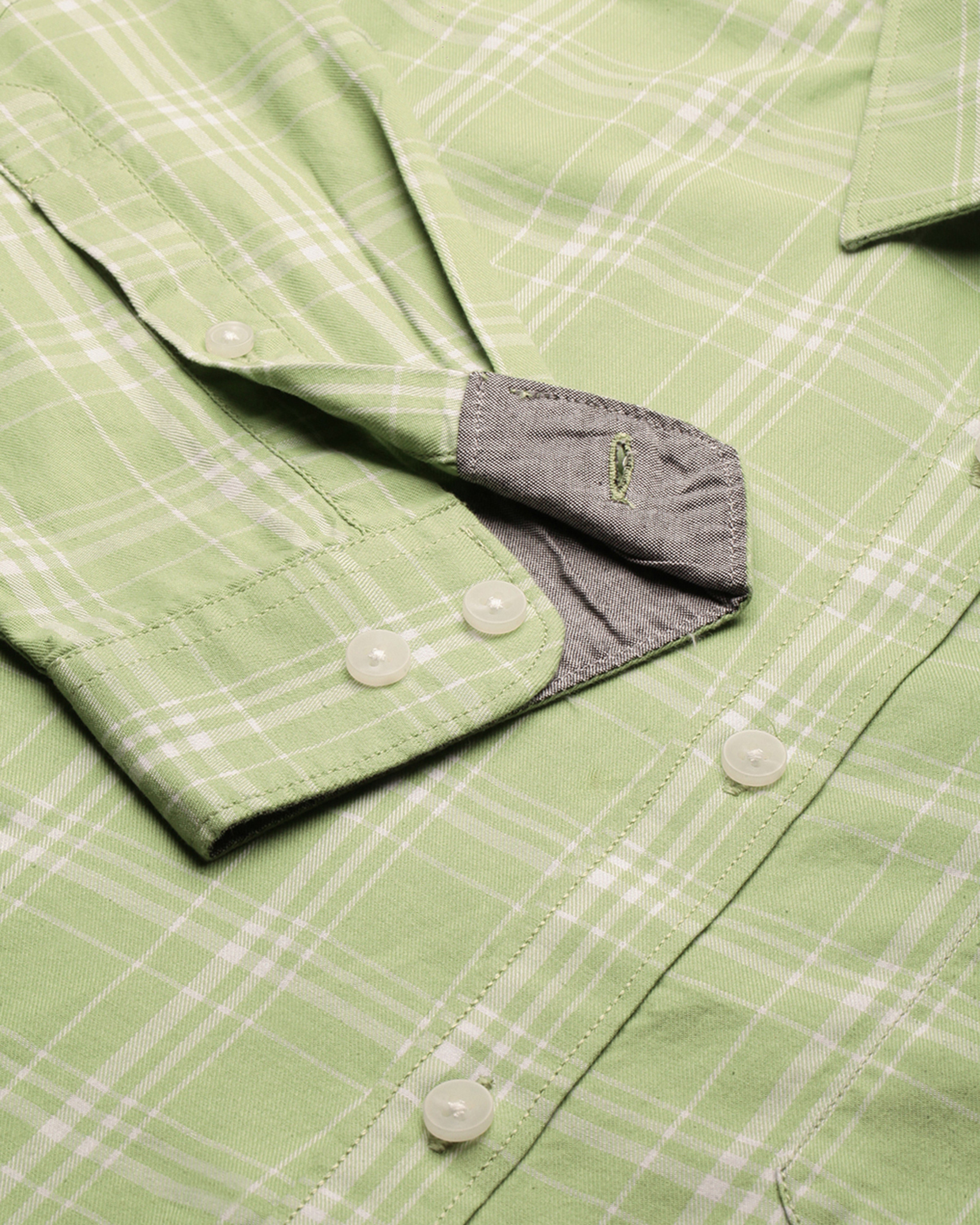 Men Green Cotton Slim Shirt