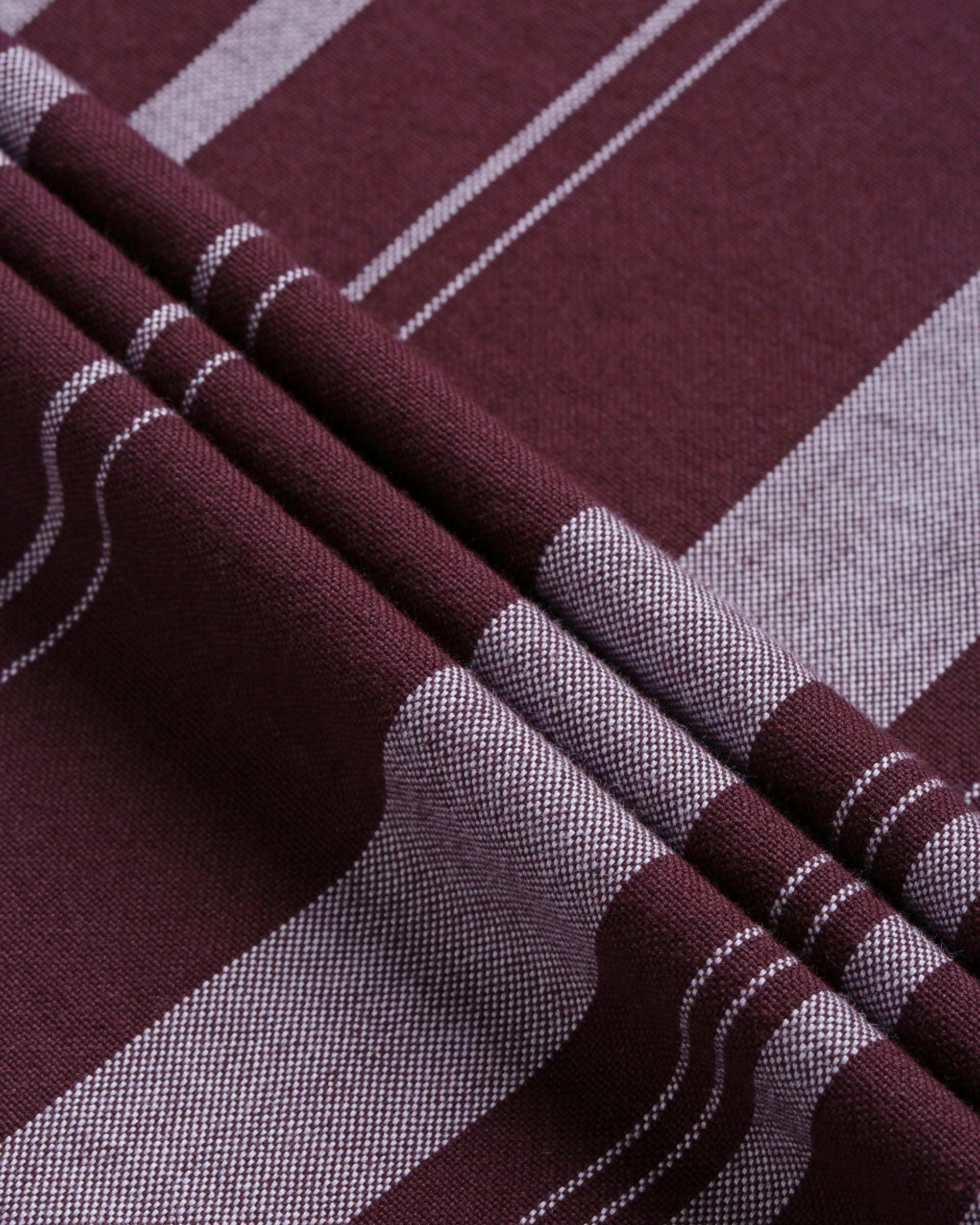 Men Burgundy Striped Shirt