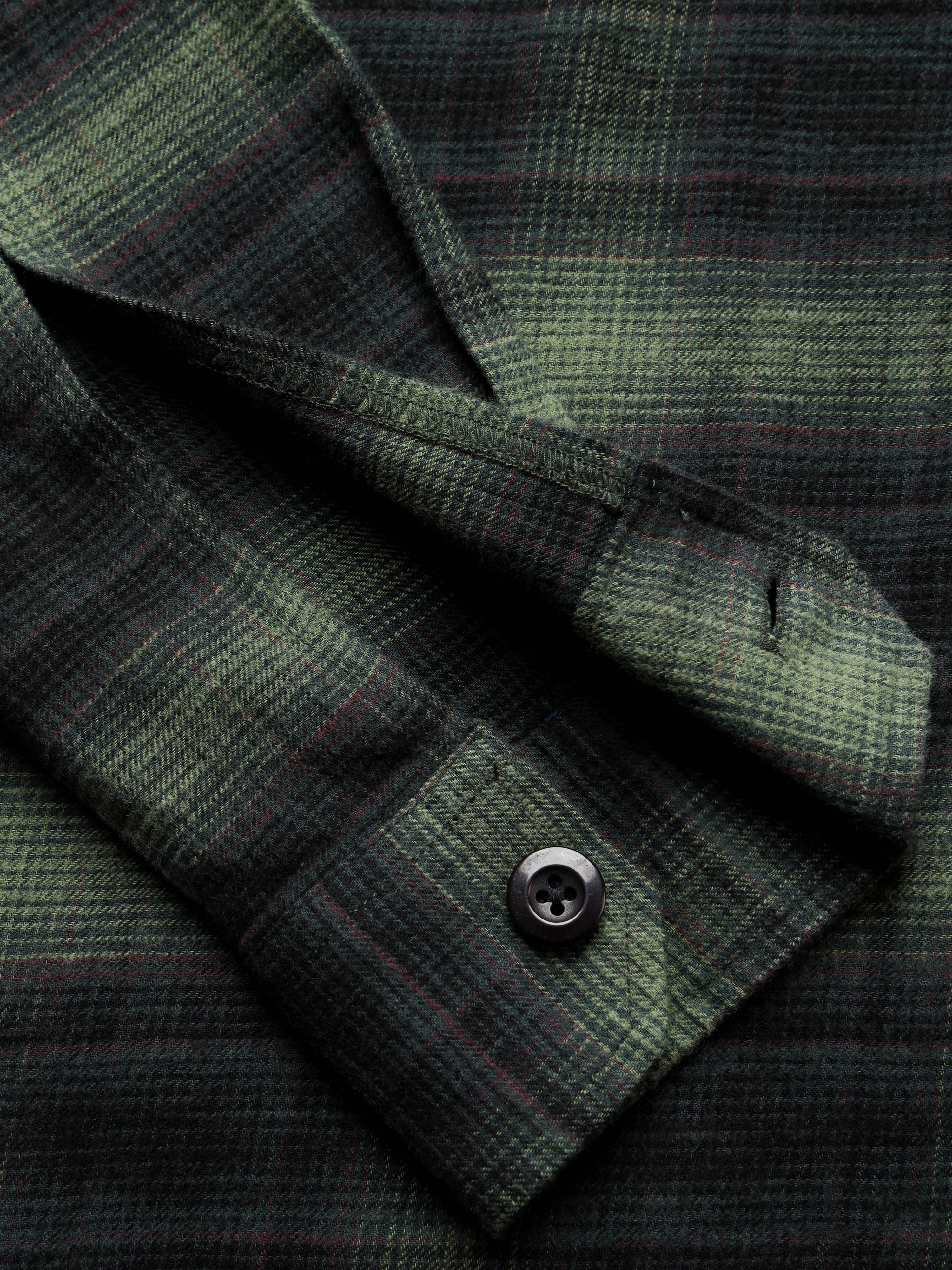 Men Green Flannel Checked Shirt
