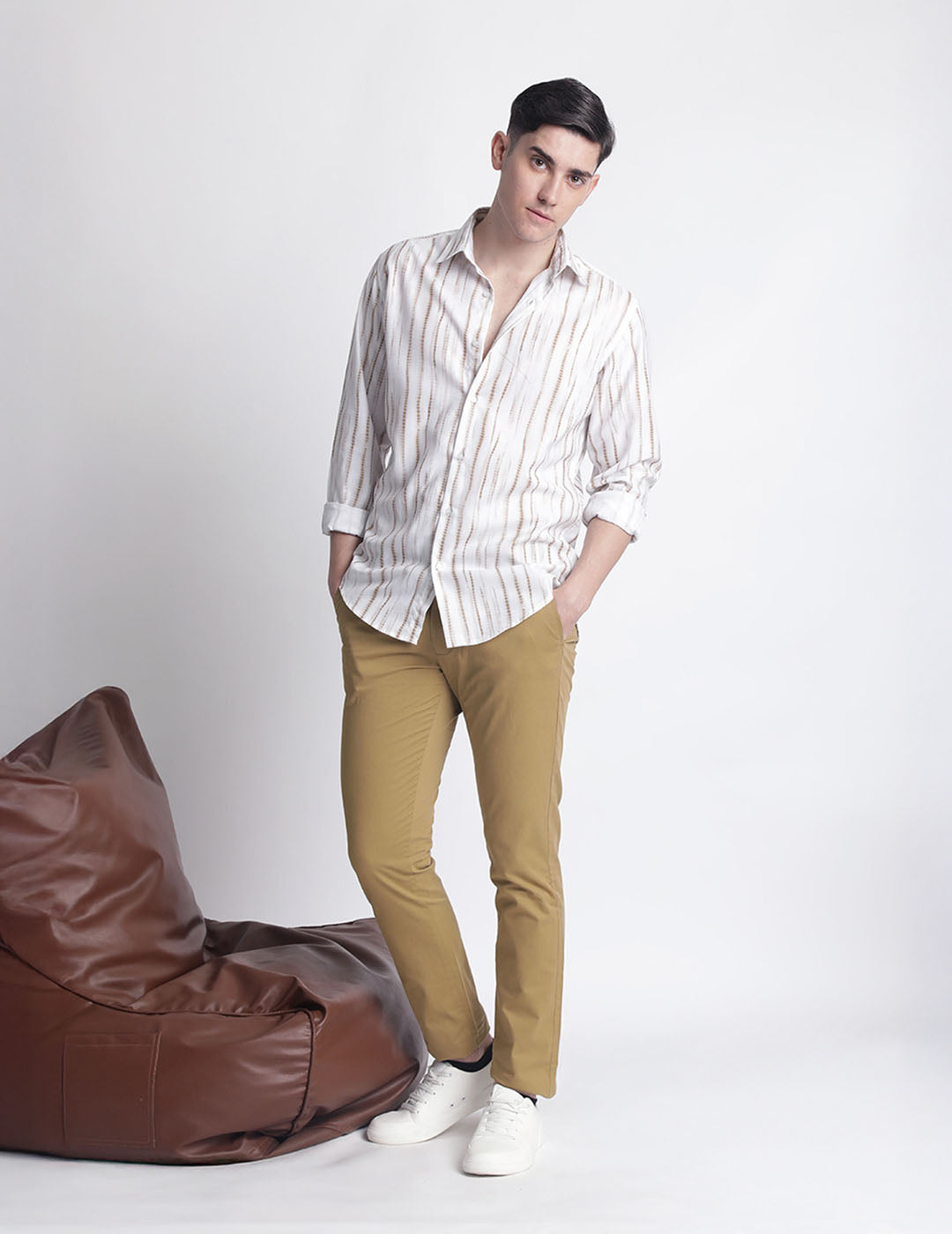 Men Stripes Design Full Sleeve Printed Casual Shirt