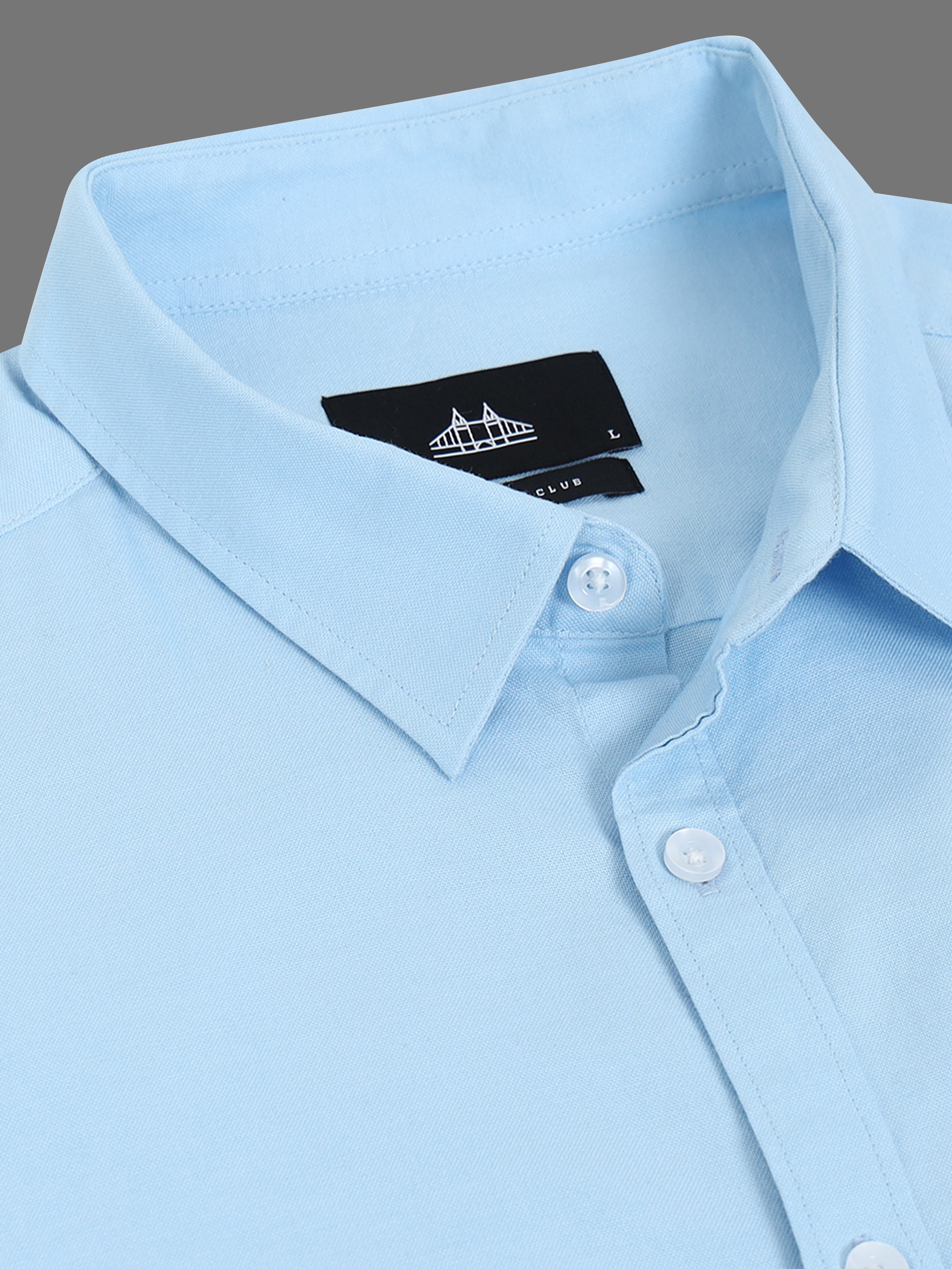 Men Blue Plain Shirt
