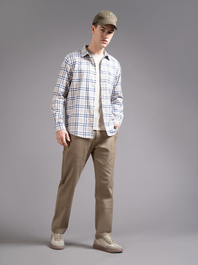 Men Khaki Straight Fit Cargo Trouser