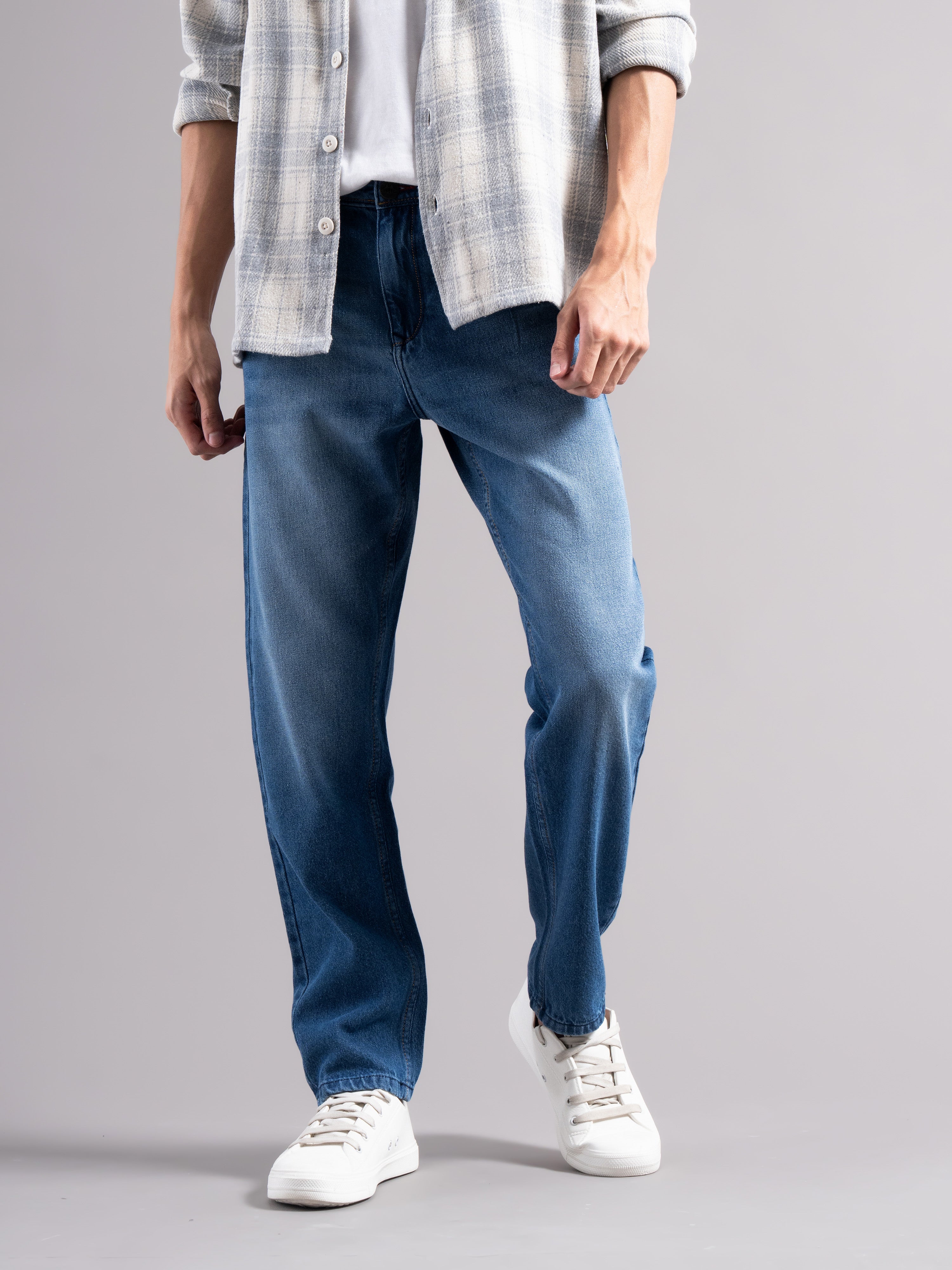 Men Teal Regular Fit Jeans