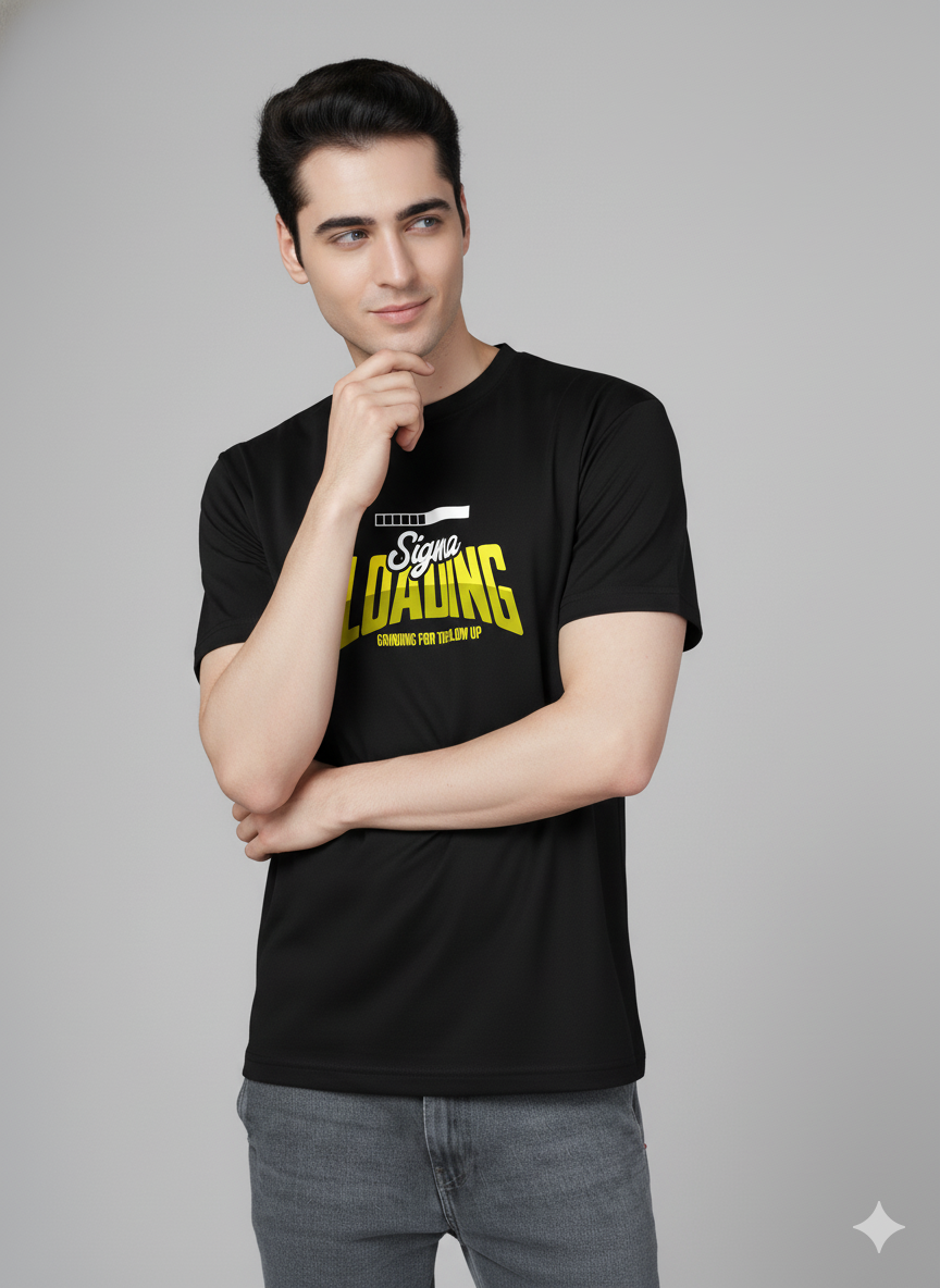Men Cotton Black Printed Tshirt