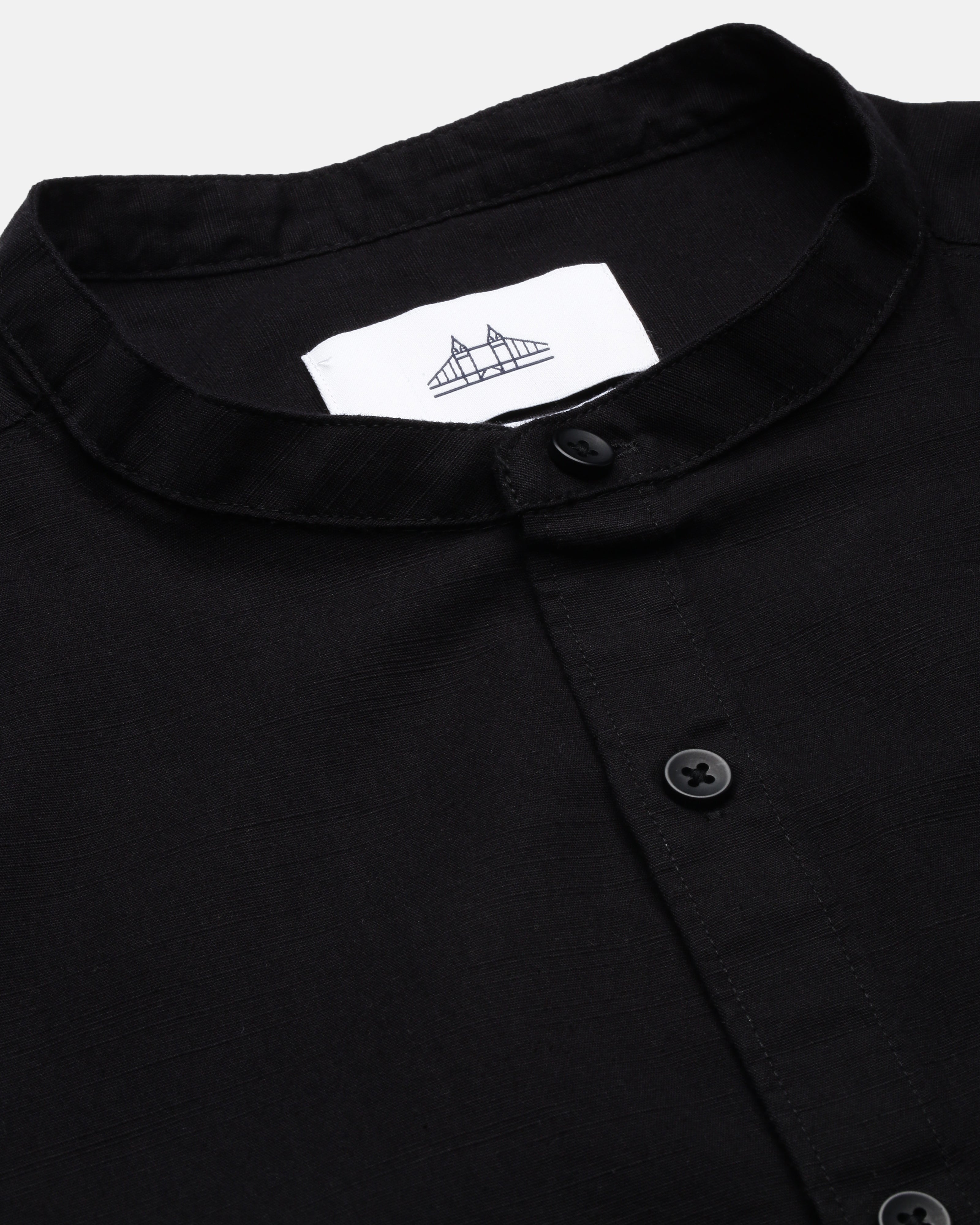Men Black Cotton Slim Shirt