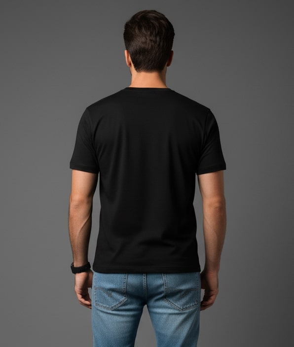 Men Printed Black Cotton Tshirt