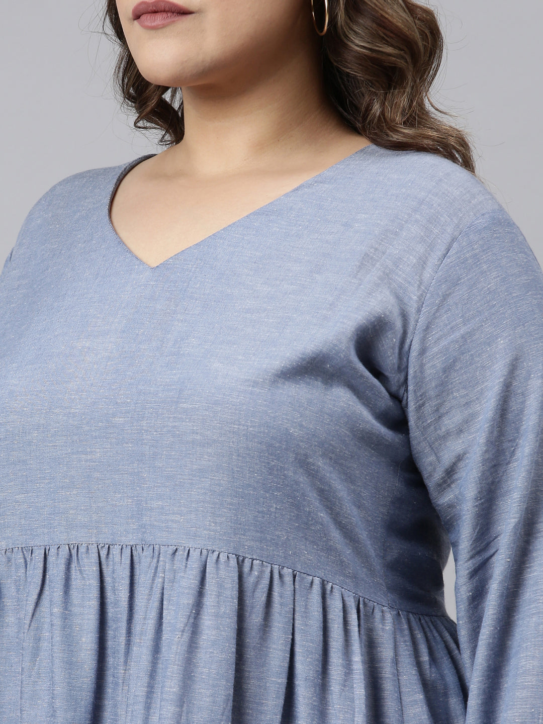 Women Blue Chambry Tier Dress