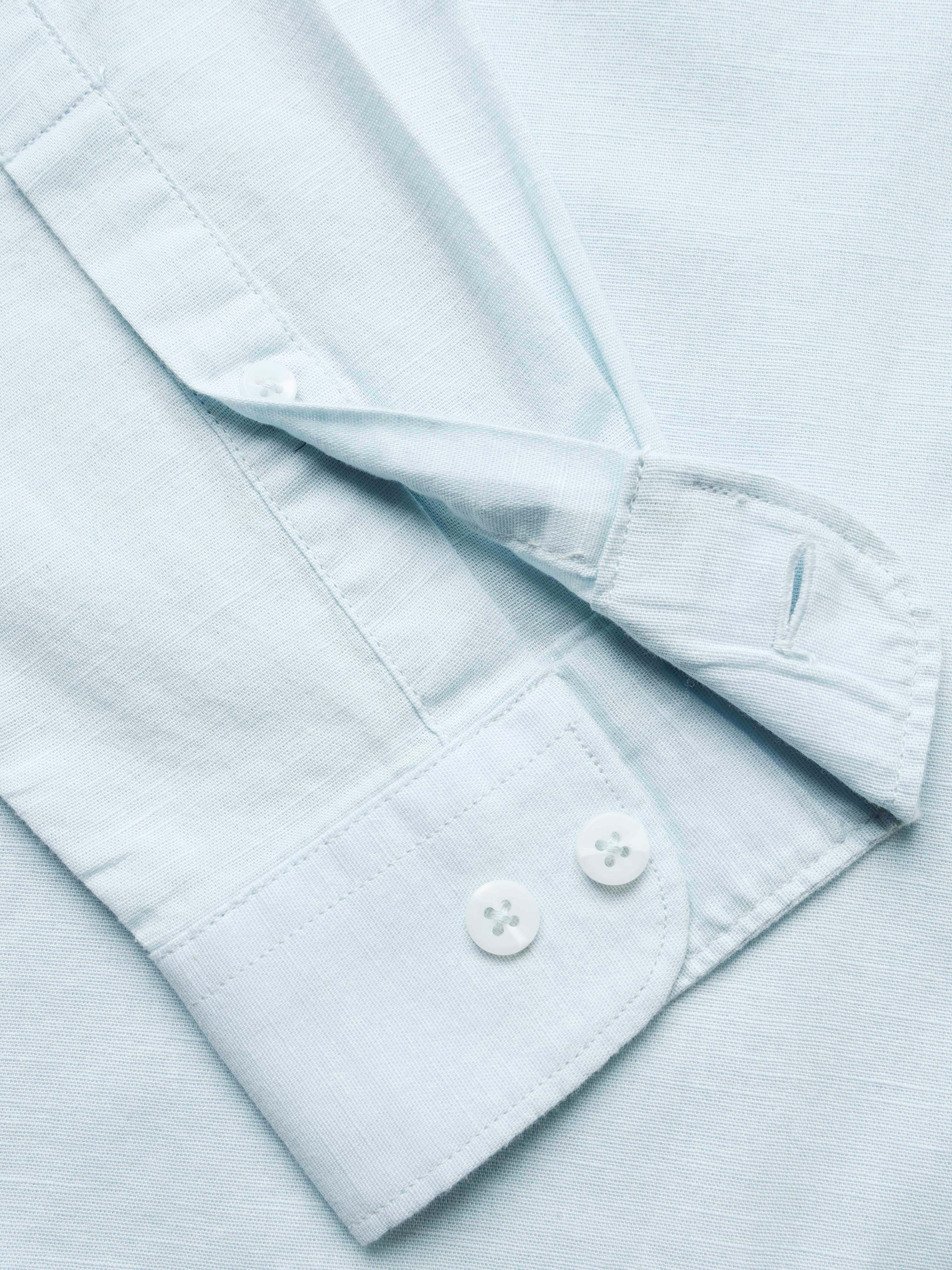 Men Blue Slub Solid Shirt