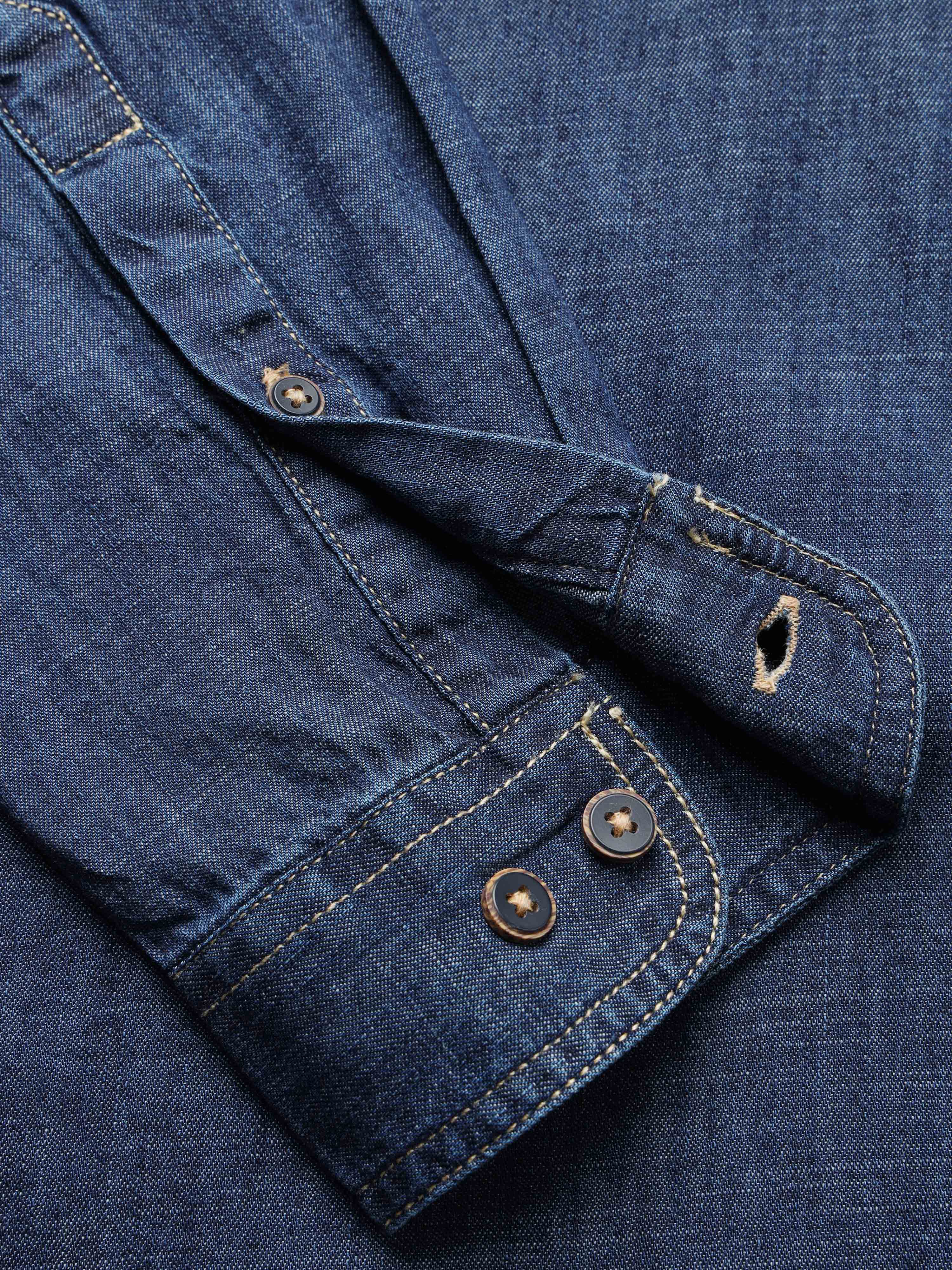 Men Navy Denim Shirt