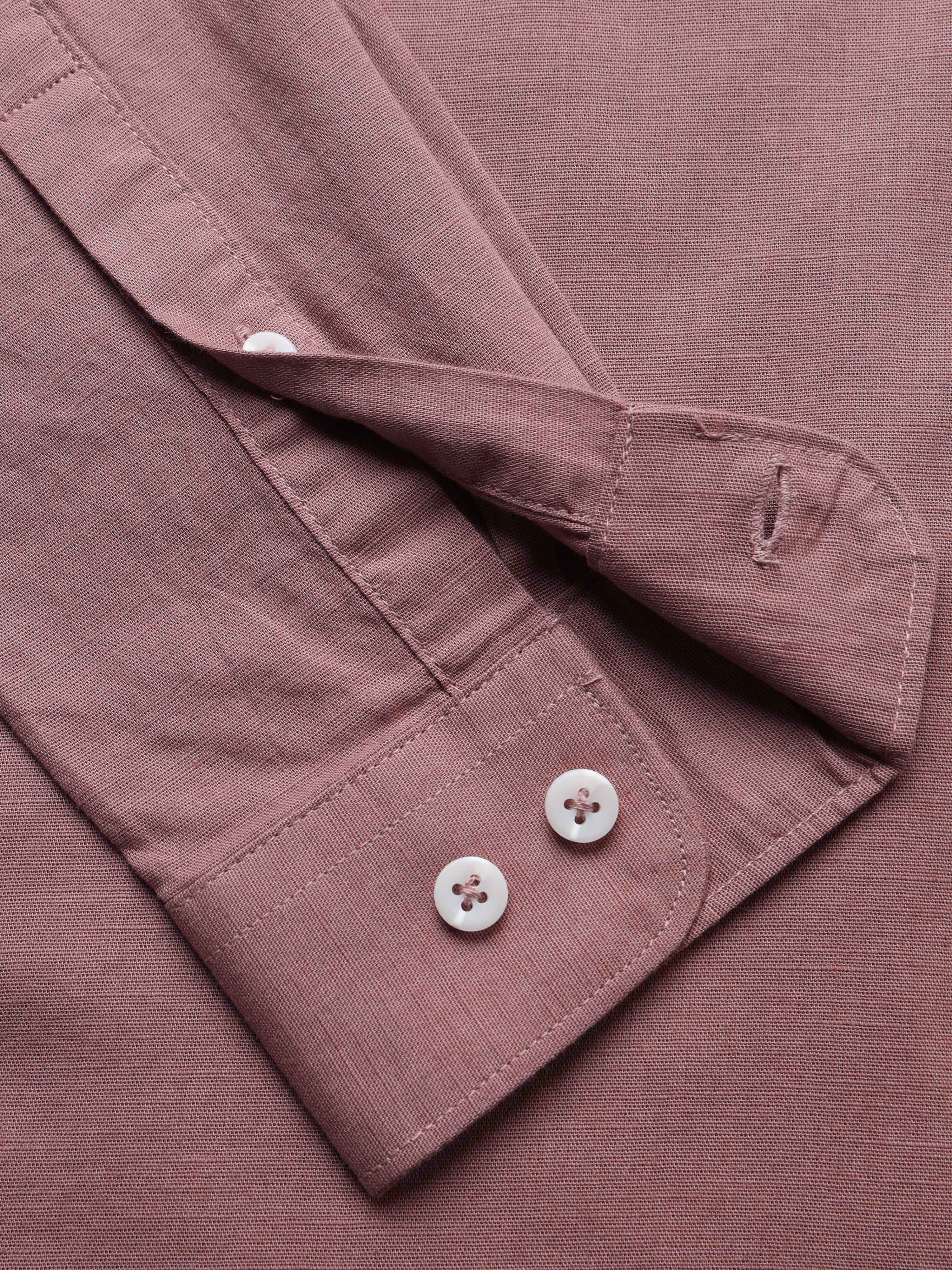 Men Mauve Slub Solid Shirt