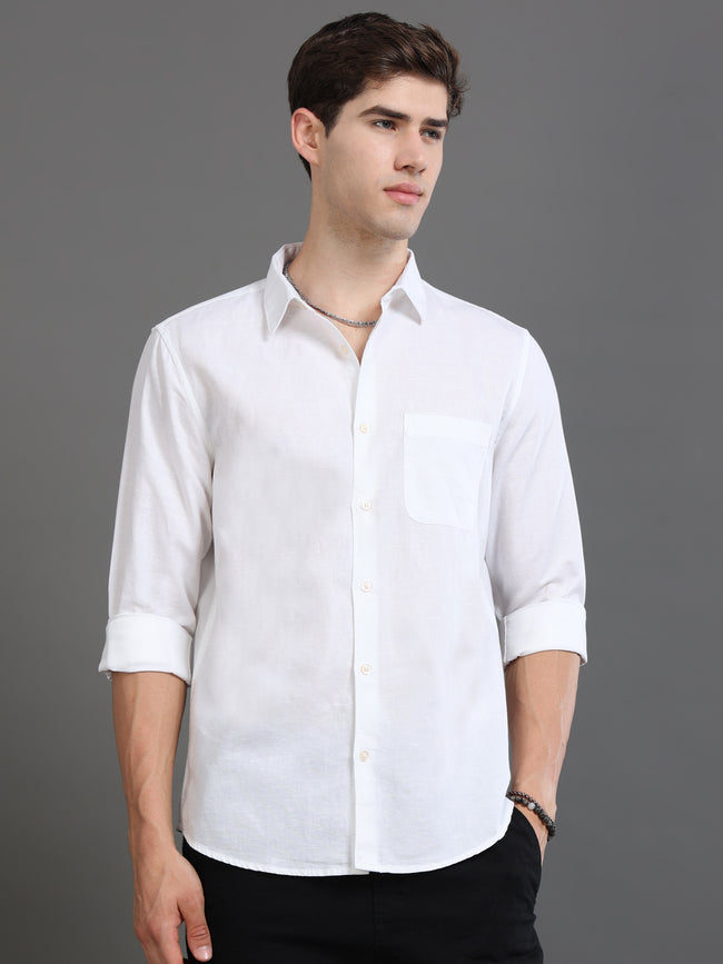 Men White Slim Fit Shirt