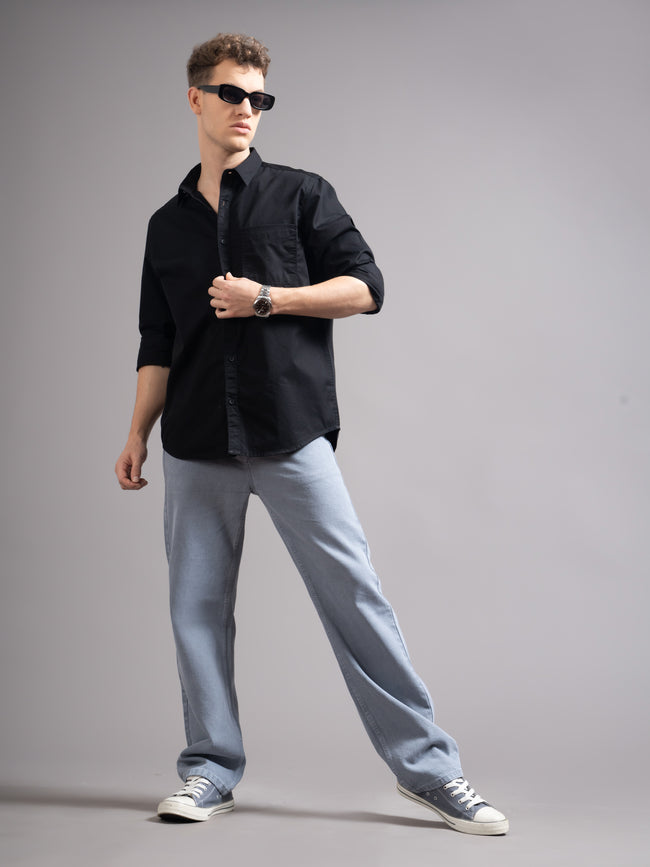 Men Black Twill Shirt