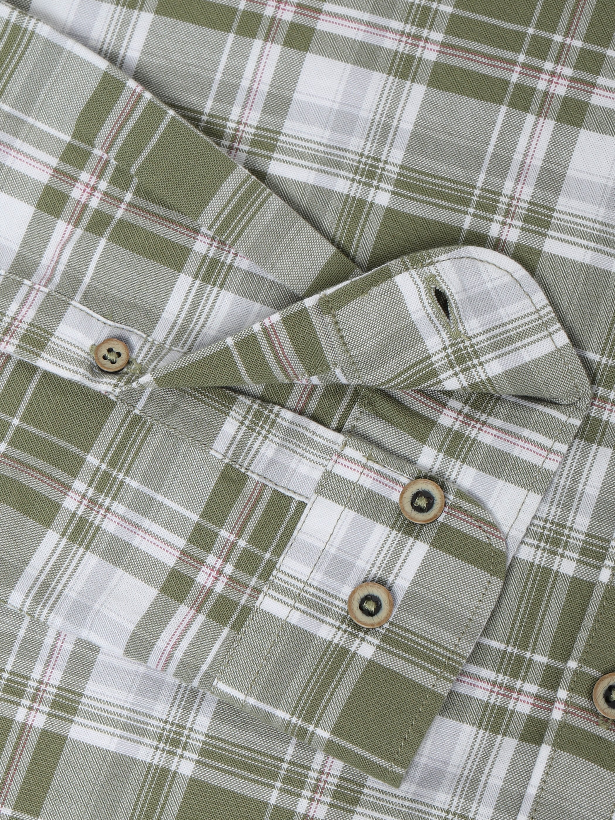 Men Green Check Shirt
