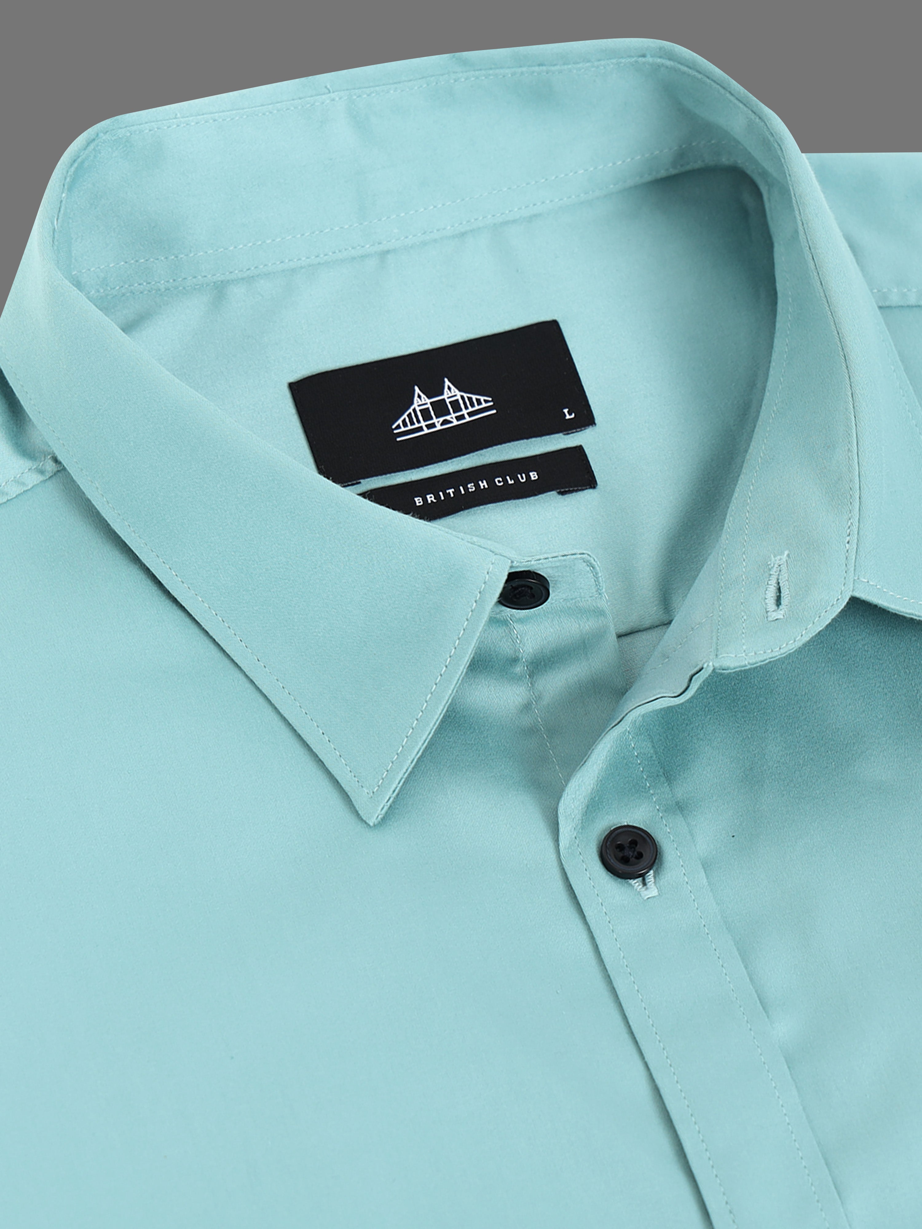 Men Blue Satin Shirt
