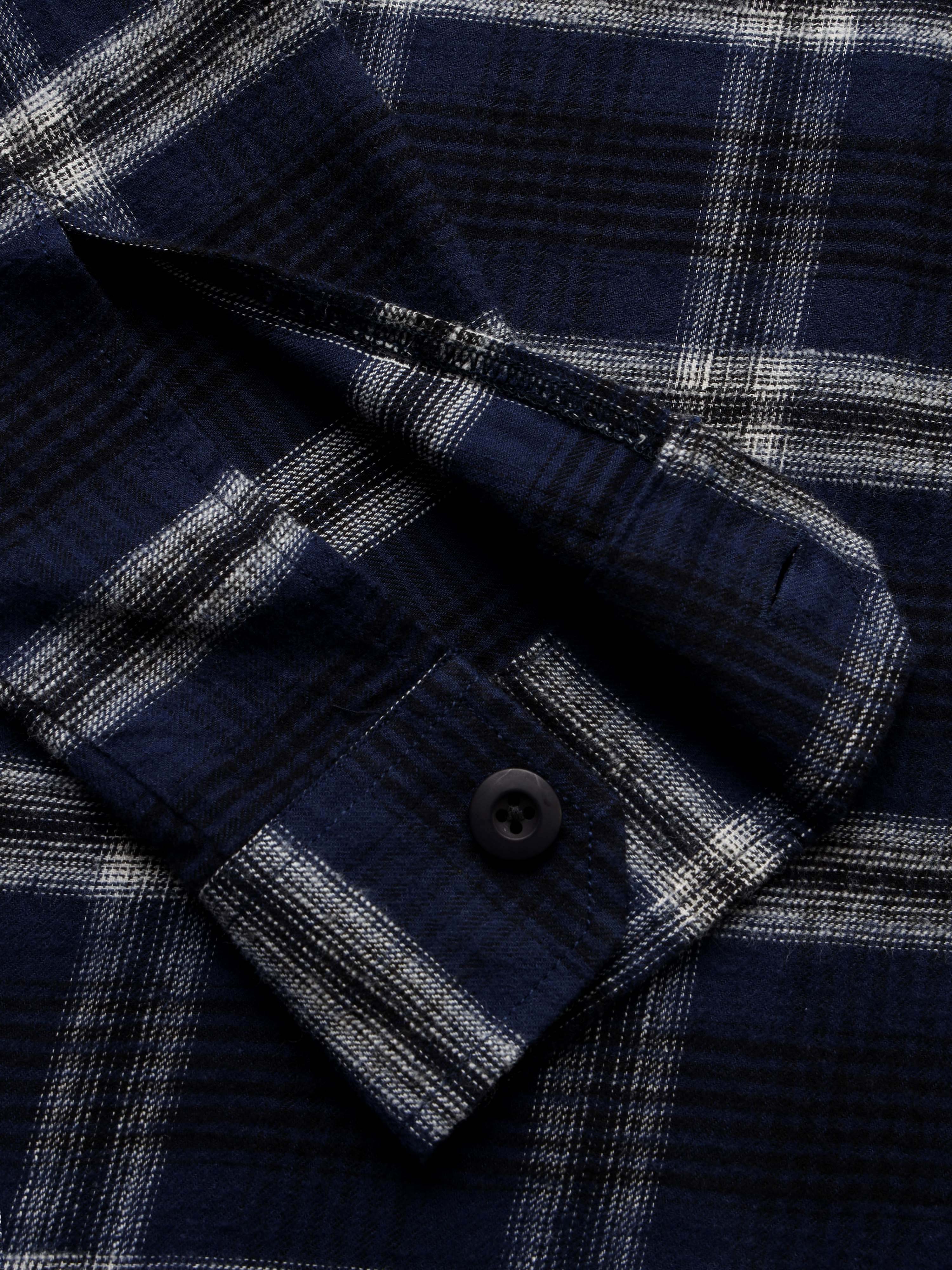 Men Navy Flannel Checked Shirt