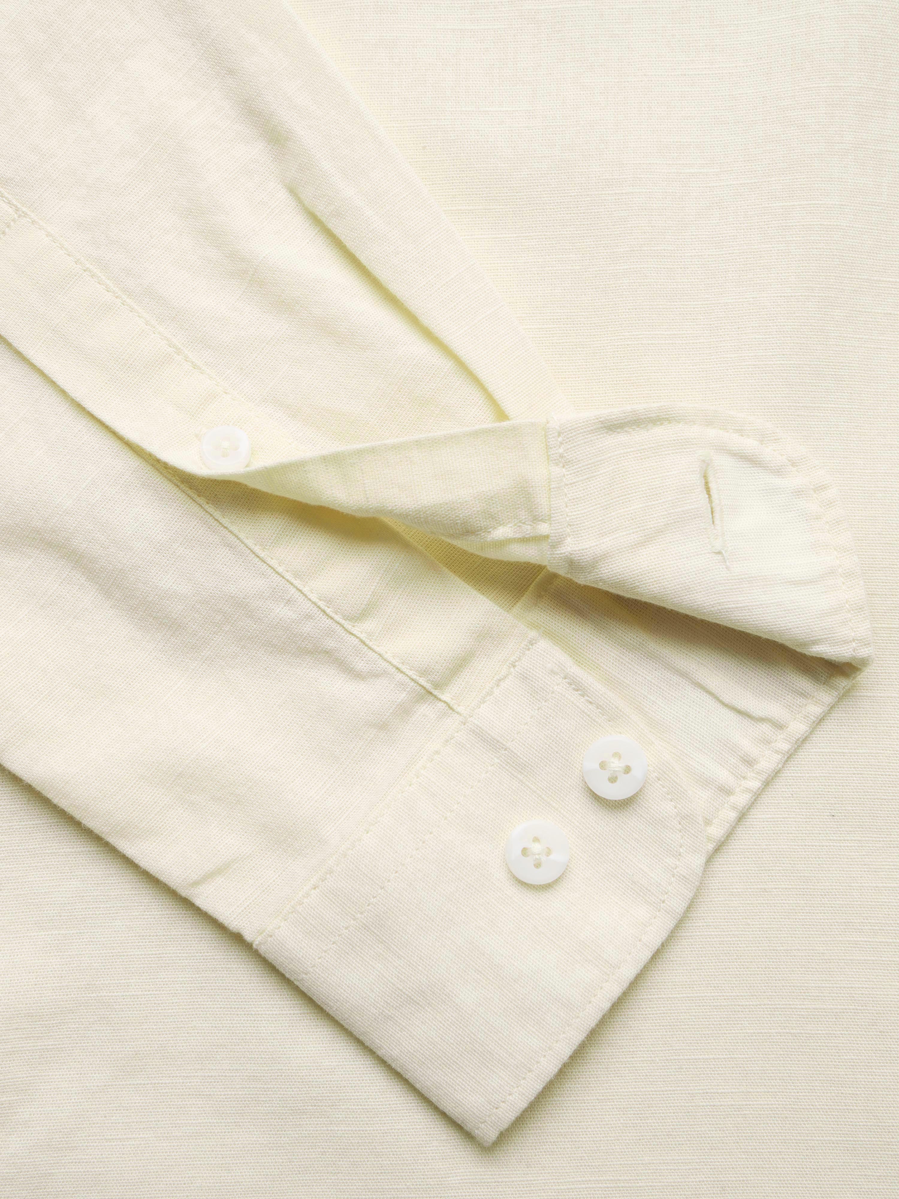 Men Yellow Slub Solid Shirt