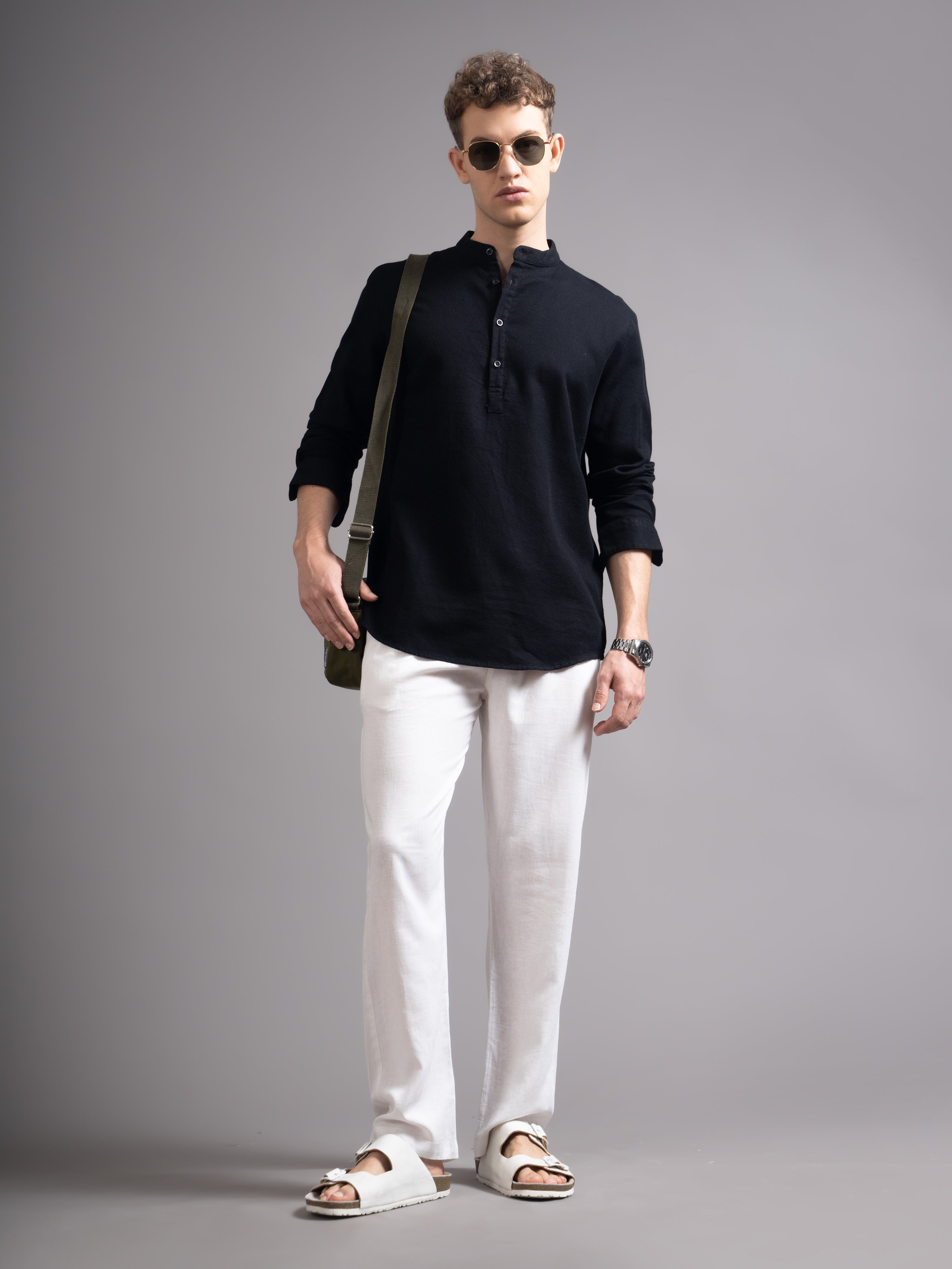 Men Black Kurta Shirt