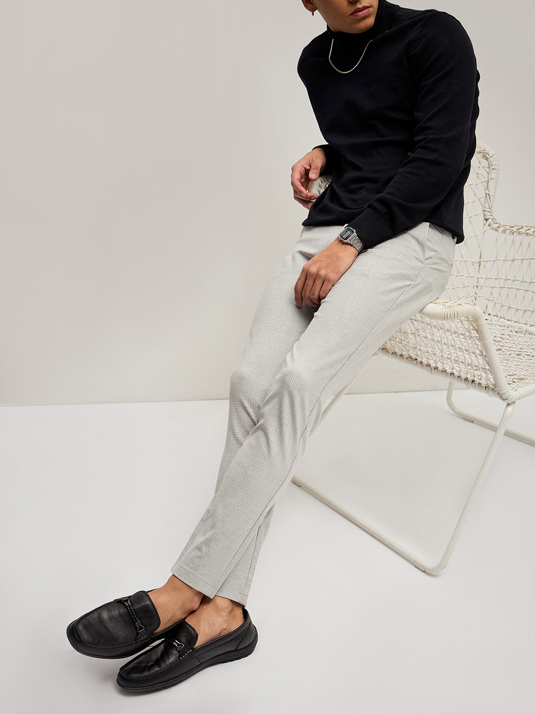 Men Grey 4 Way Stretch Formal Trouser