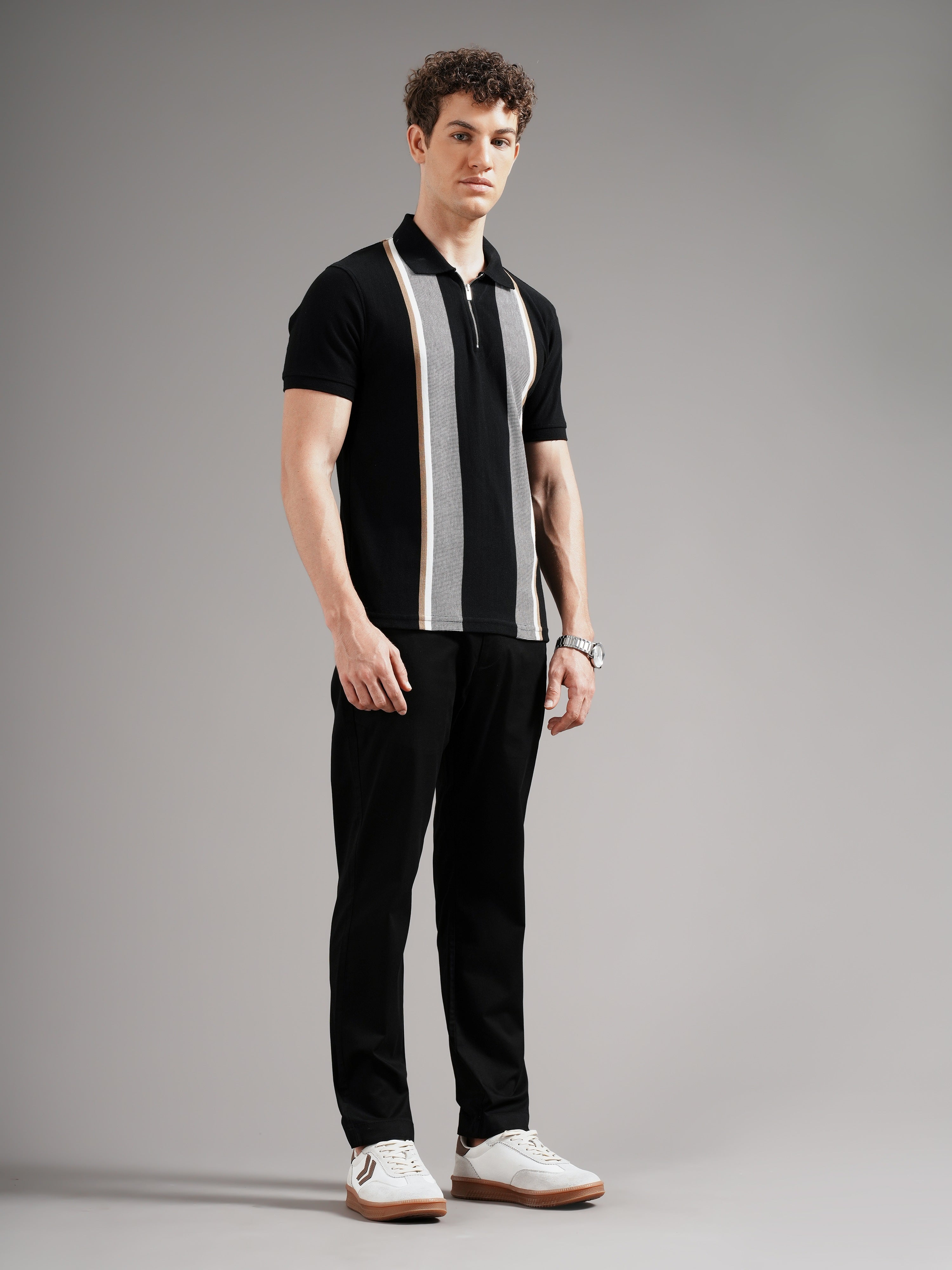 Men Black Tailored Fit Trousers
