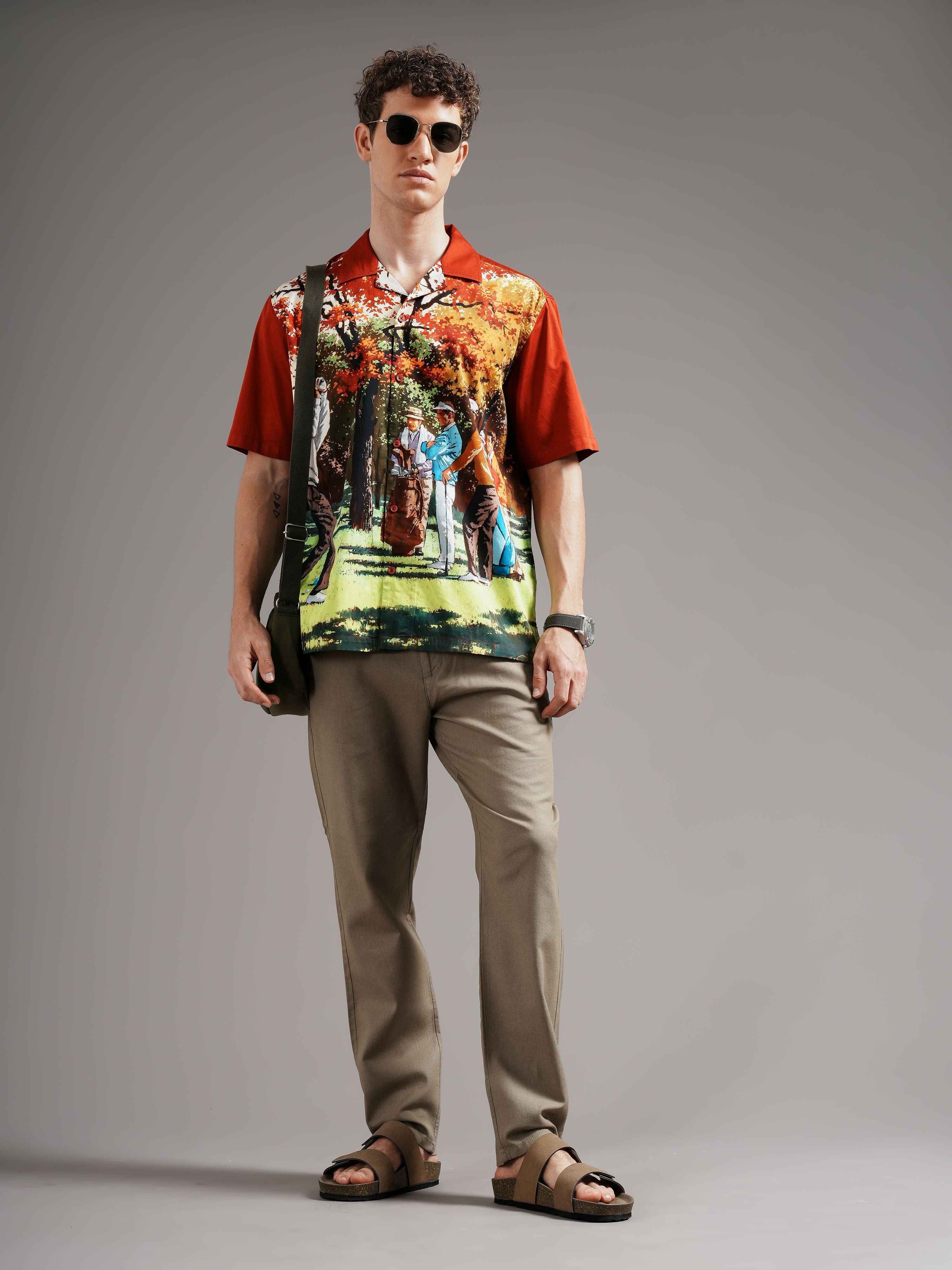 Men Red Casual Printed Shirt