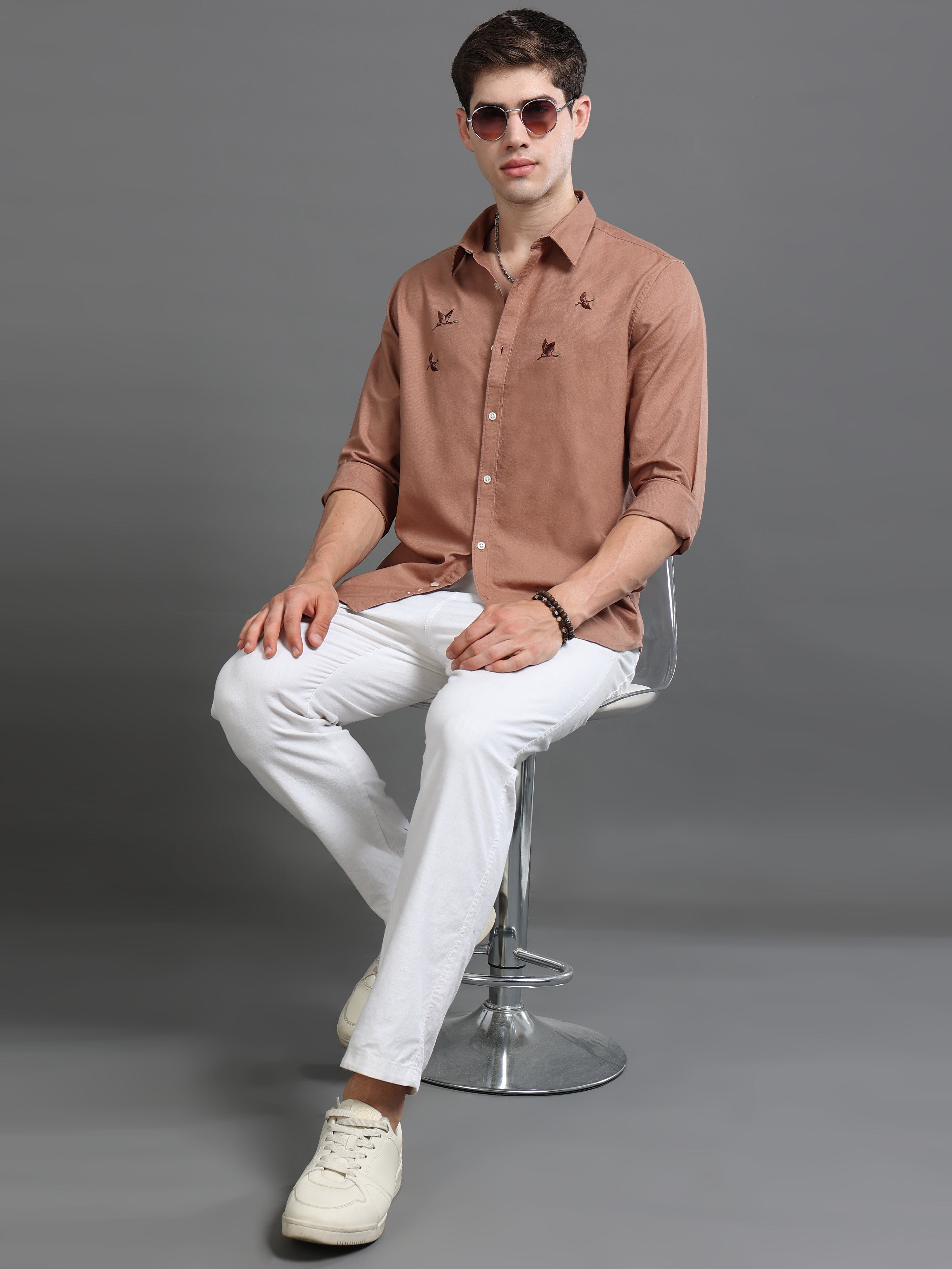 Men Brown Printed Shirt