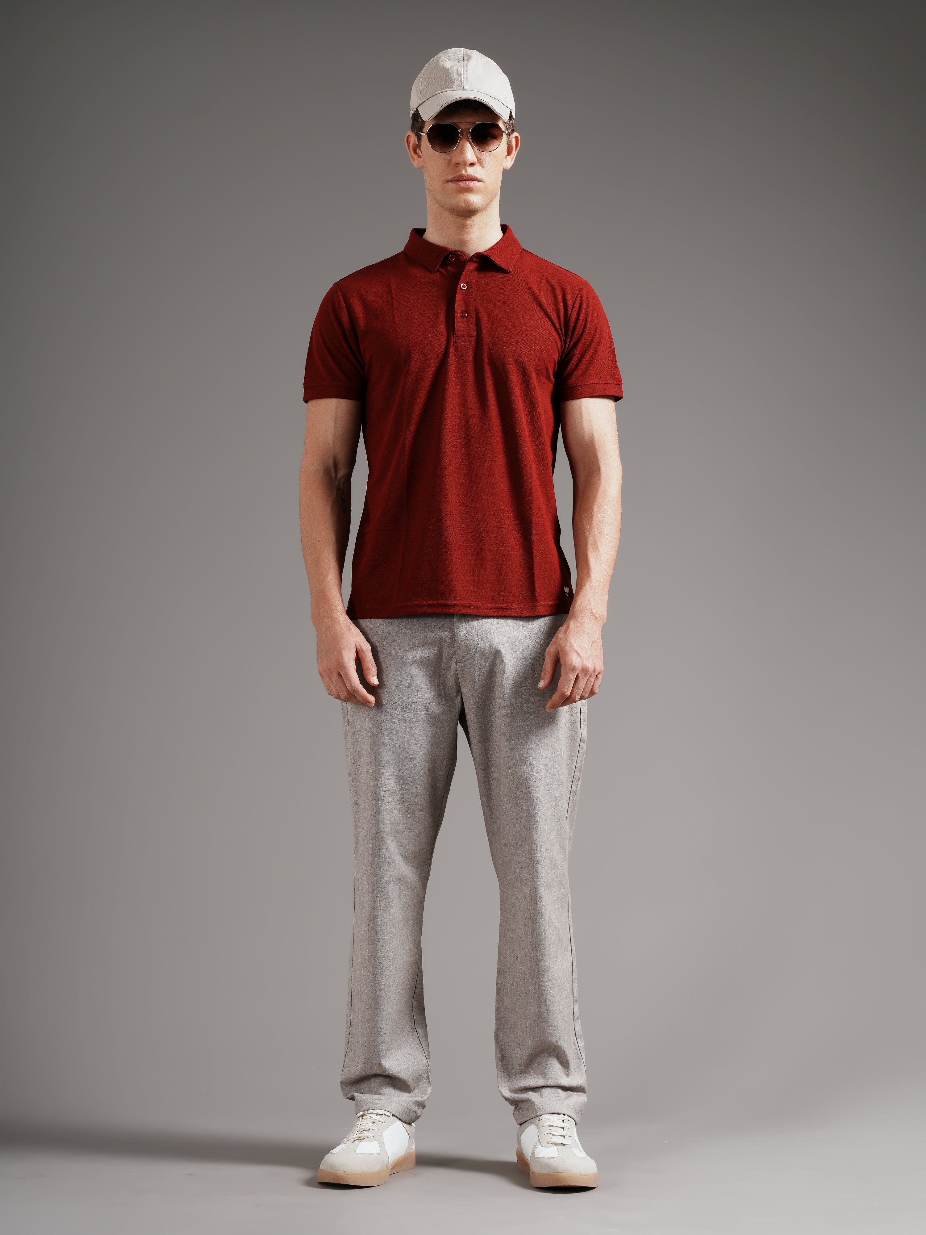 Men Grey Straight Fit Trousers