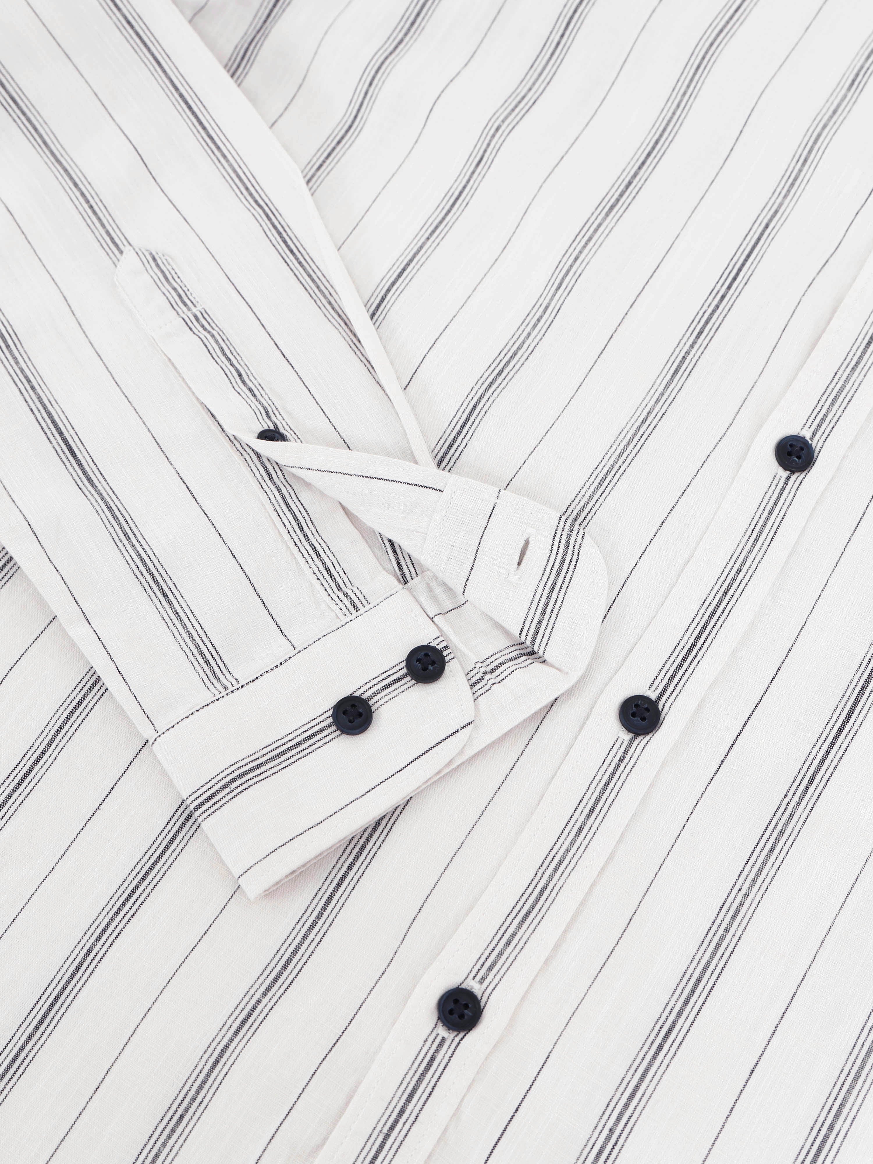 Men White Striped Shirt