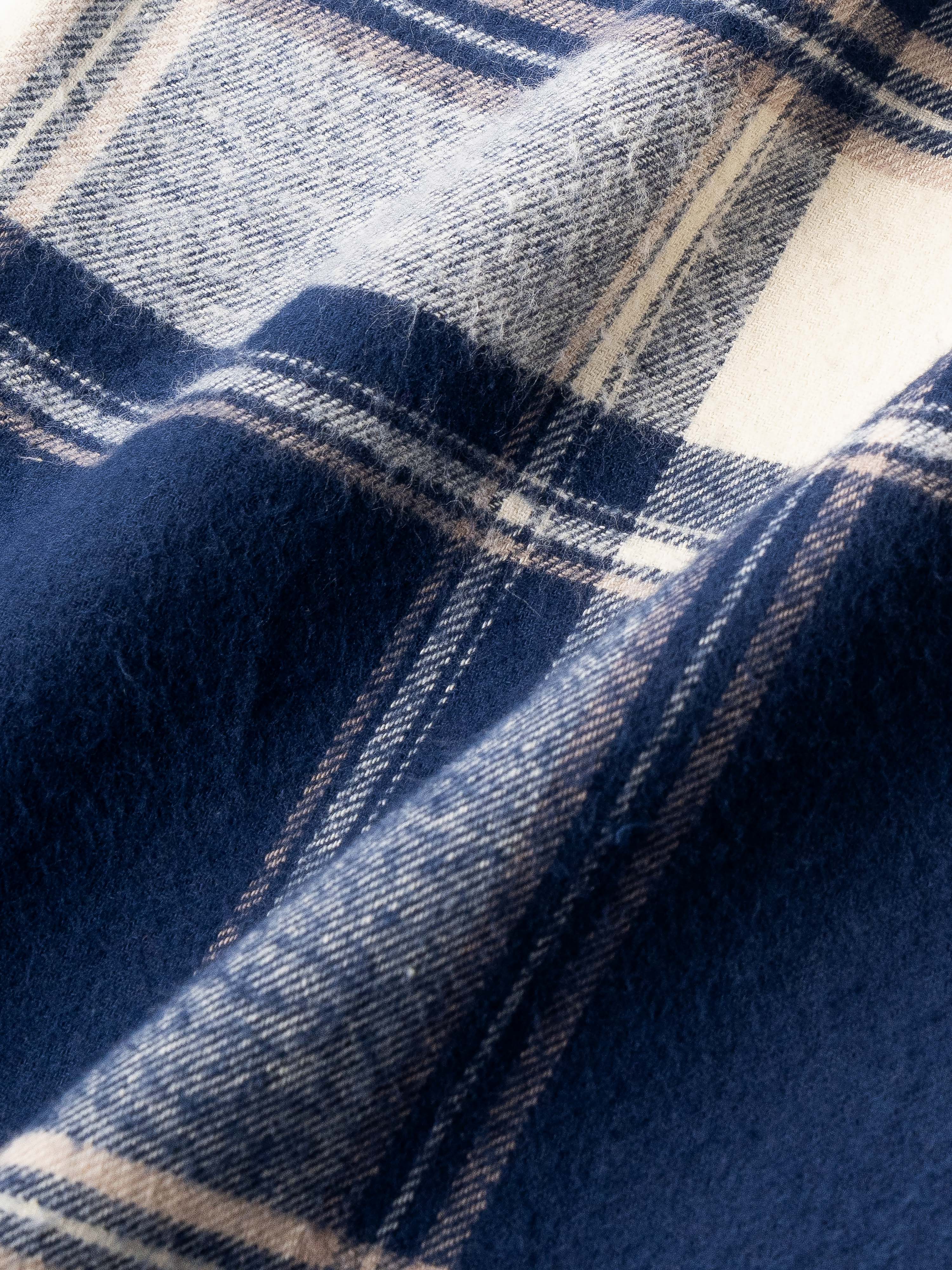 Men Navy Blue Flannel Checked Shirt
